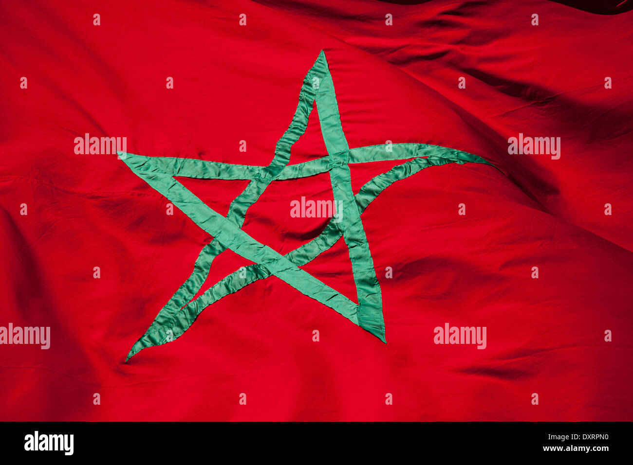 Drapeau national du Maroc. Étoile verte sur fond rouge Banque D'Images