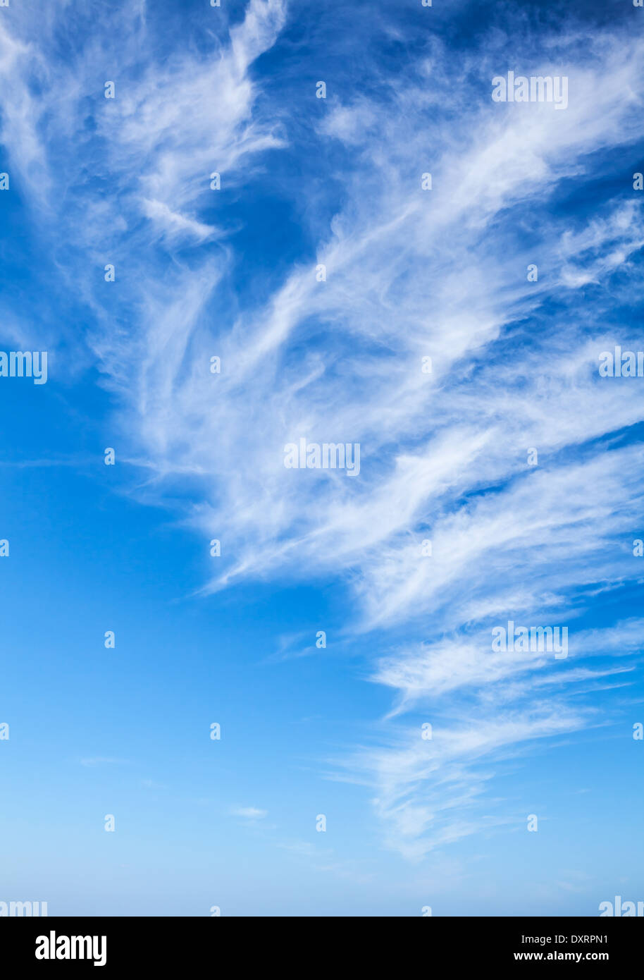 Bleu naturel ciel nuageux. Contexte photo verticale Banque D'Images