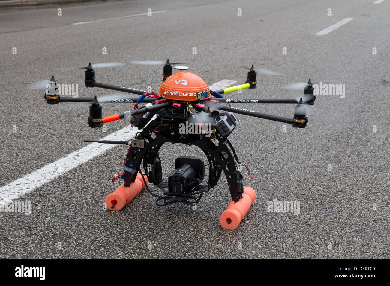 Drone Octocopter Multicopter, caméra vidéo aérienne Vue aérienne Banque D'Images