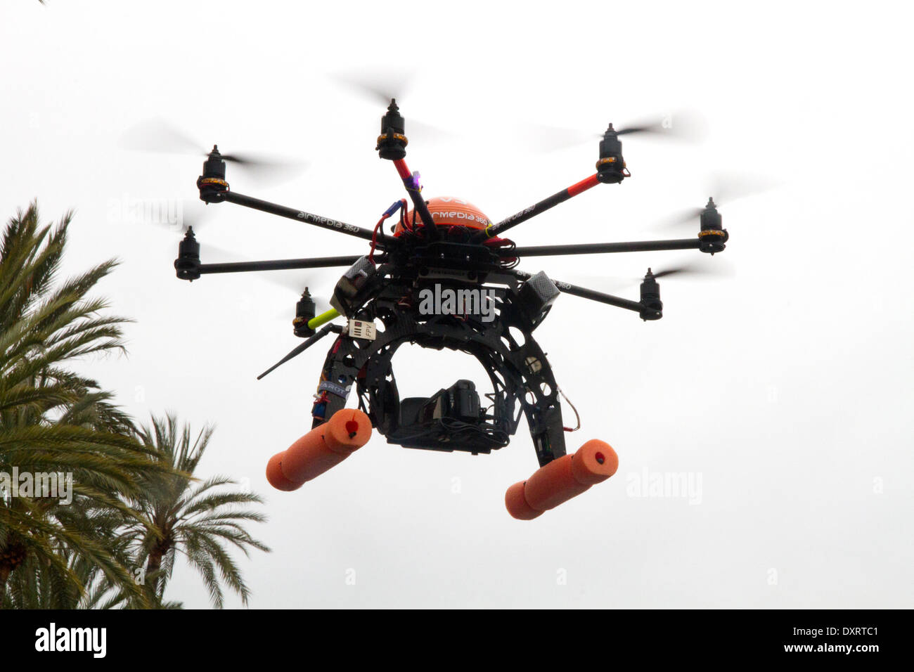 Drone Octocopter Multicopter, caméra vidéo aérienne Vue aérienne Banque D'Images