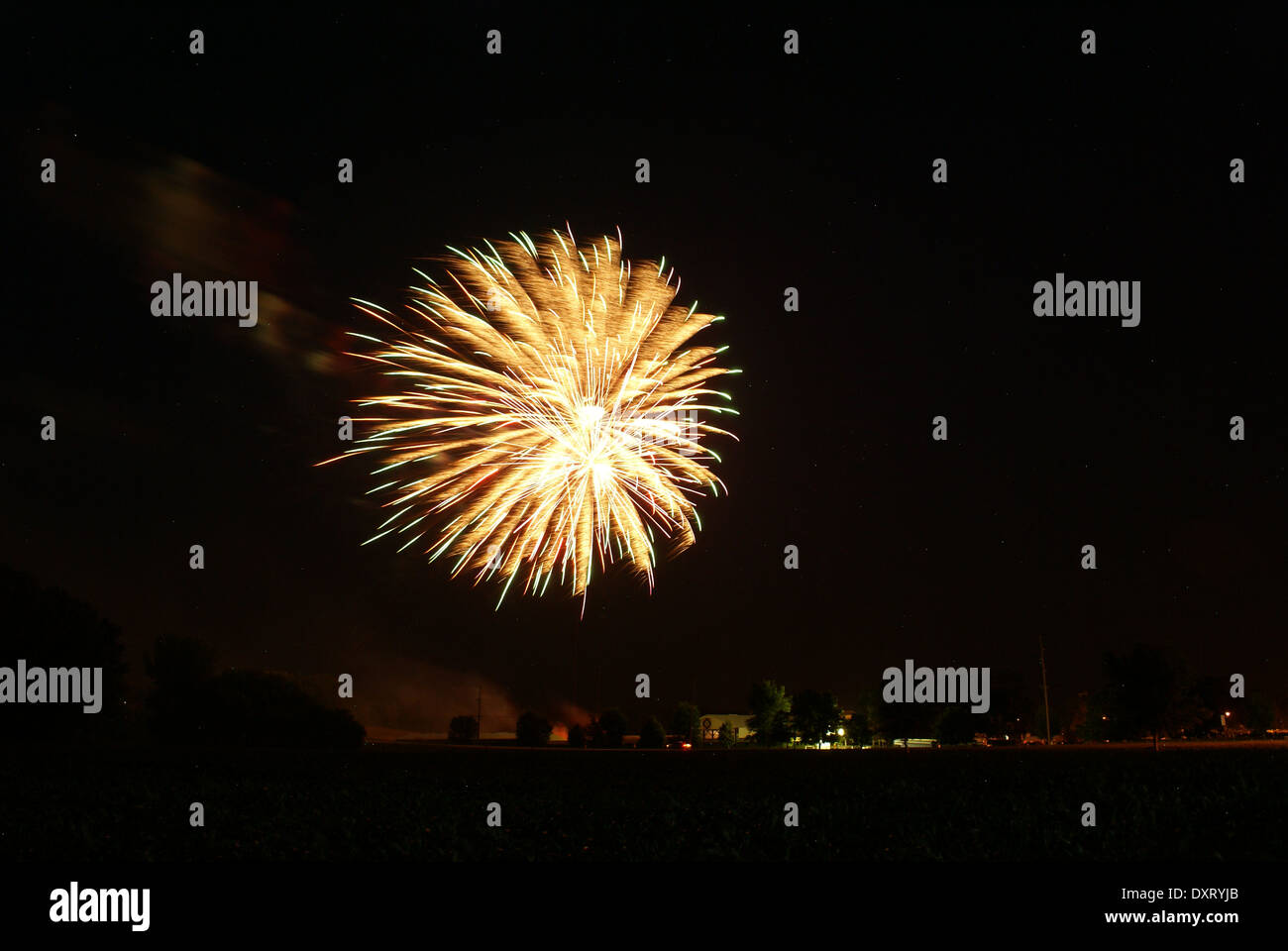 Quatrième de juillet, fête d'artifice Banque D'Images