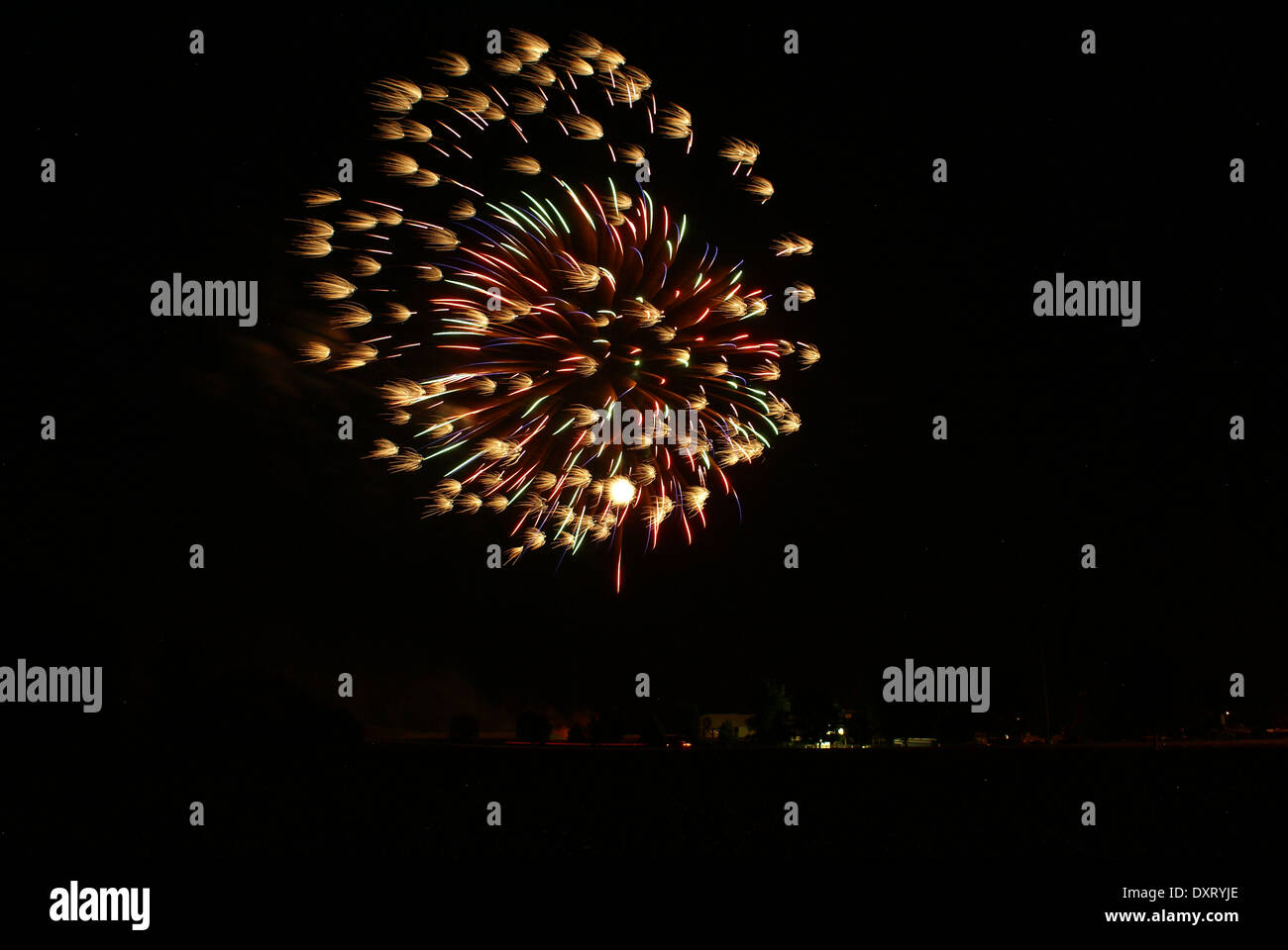 Quatrième de juillet, fête d'artifice. Banque D'Images