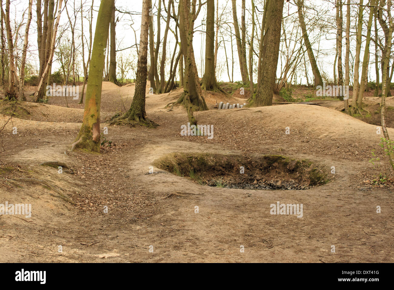 Cratère sur le champ de bataille guerre mondiale 1 Flanders fields Banque D'Images