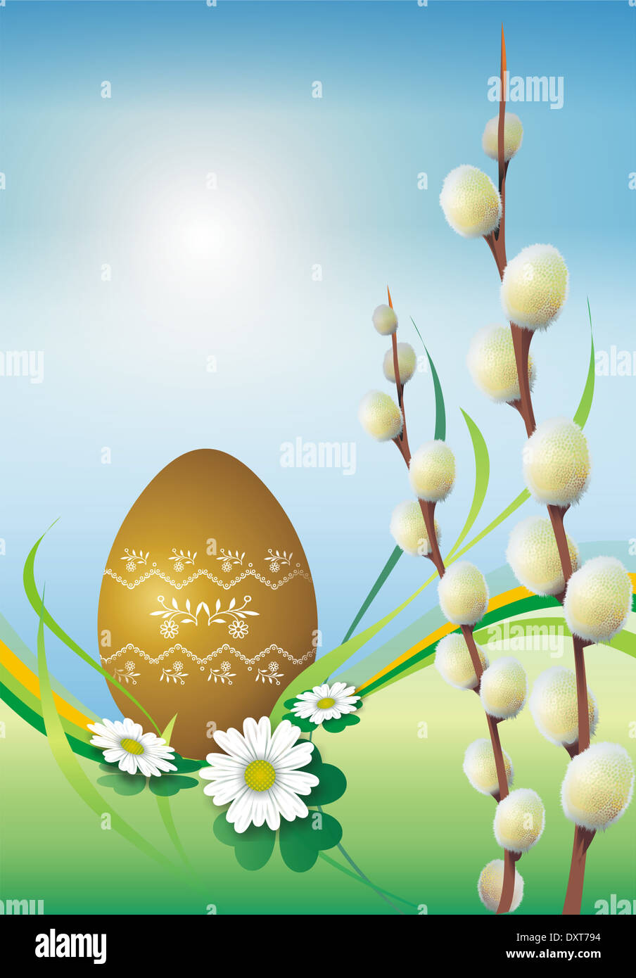 Thème Floral de pâques avec Œuf de Pâques. Belle illustration de fond de Pâques. Banque D'Images