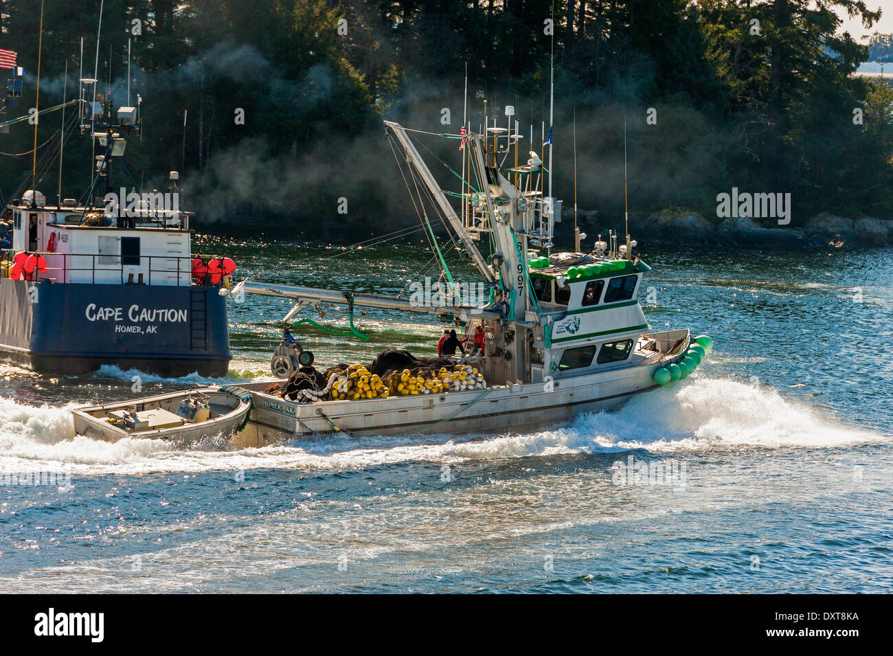 Sitka, Alaska. 29 mars 2014 Sitka, en Alaska. 29 mars 2014 La flotte de pêche commerciale à se bousculer pour lors d'une ouverture de la pêche au hareng rogué sac dans la baie Sitka. Crédit : Jeffrey Wickett - RF/Alamy Live News Banque D'Images