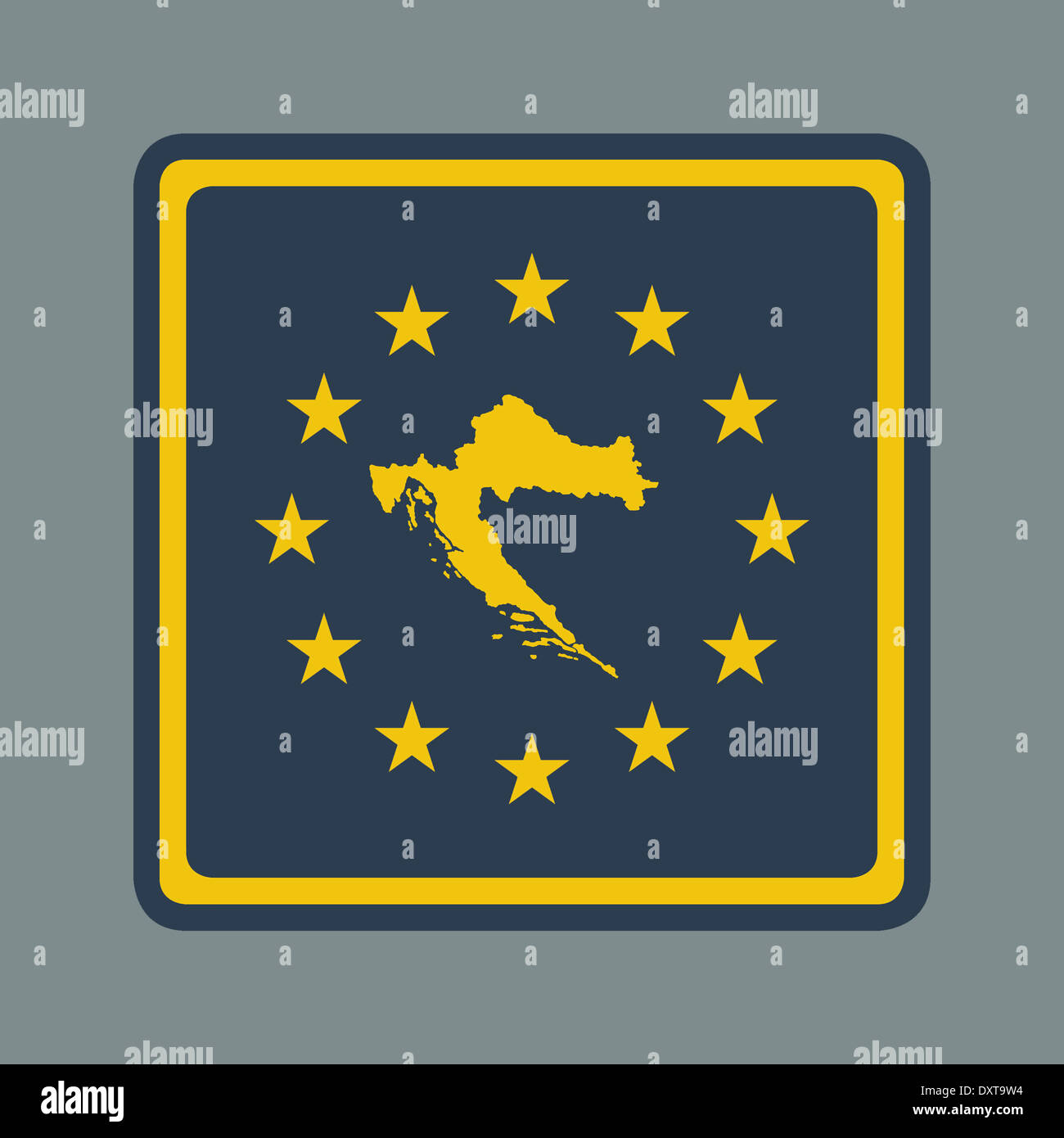 République de Croatie drapeau européen touche en responsive web design plat isolé style with clipping path. Banque D'Images
