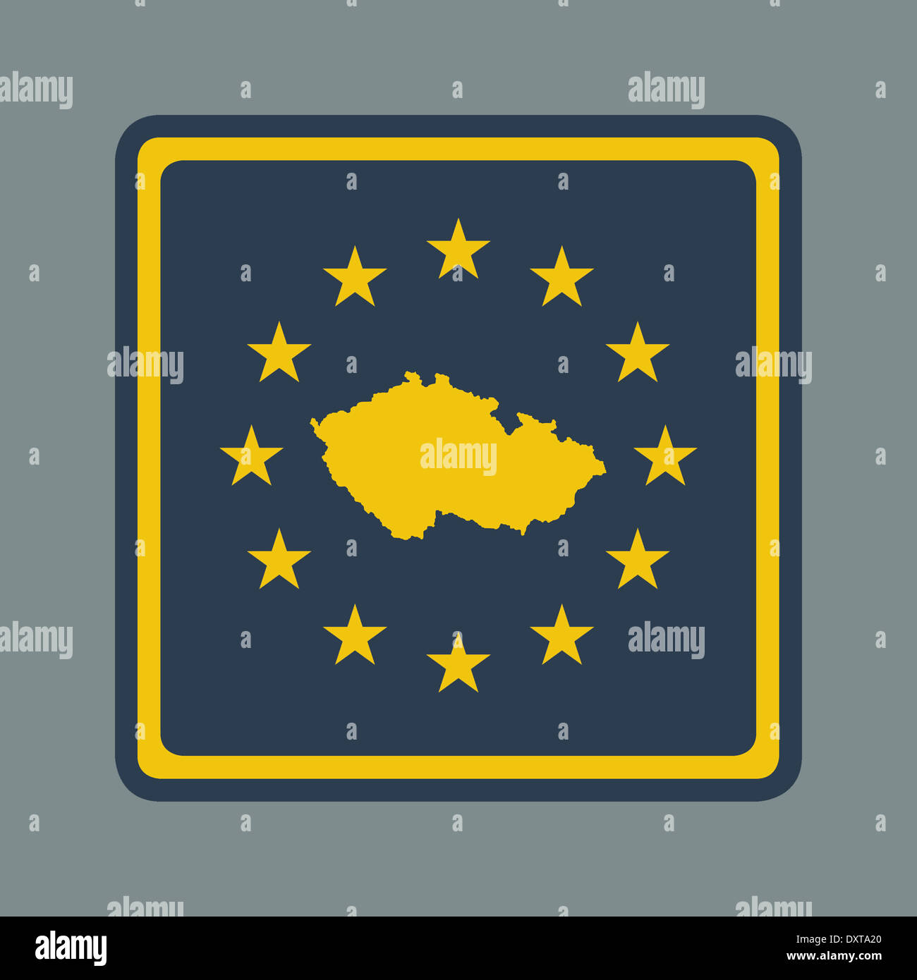 République tchèque drapeau européen touche en responsive web design plat isolé style with clipping path. Banque D'Images