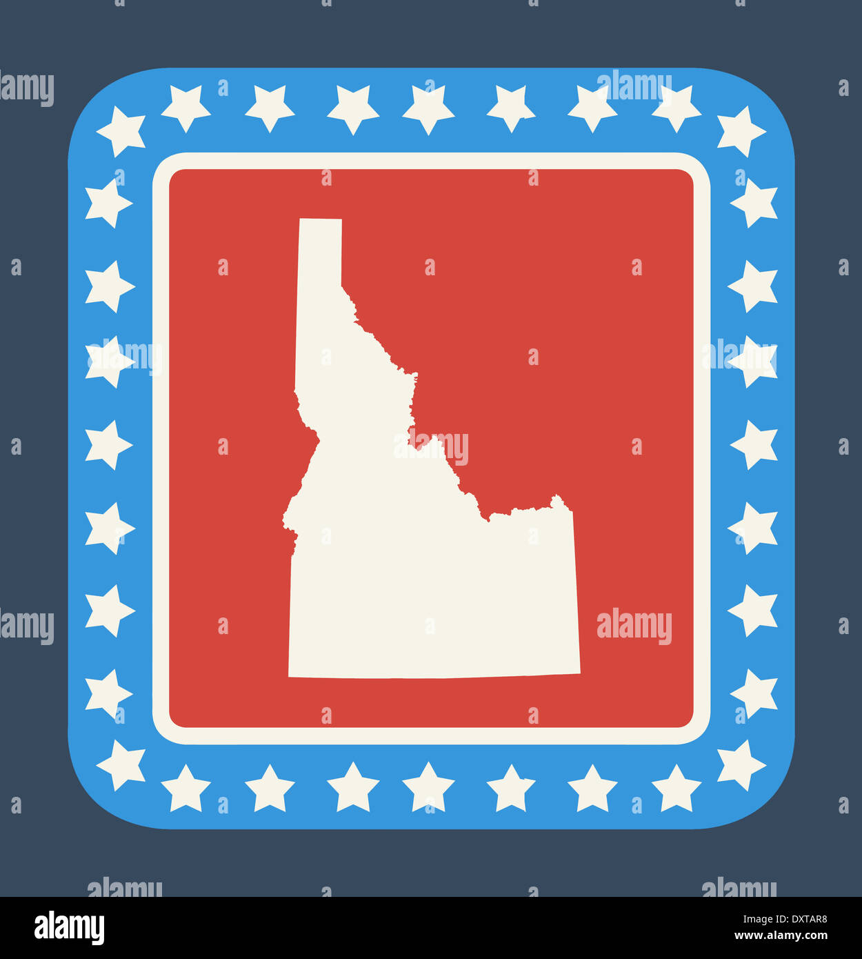 Bouton d'état de l'Idaho sur drapeau américain dans télévision web design style, isolé sur fond blanc. Banque D'Images