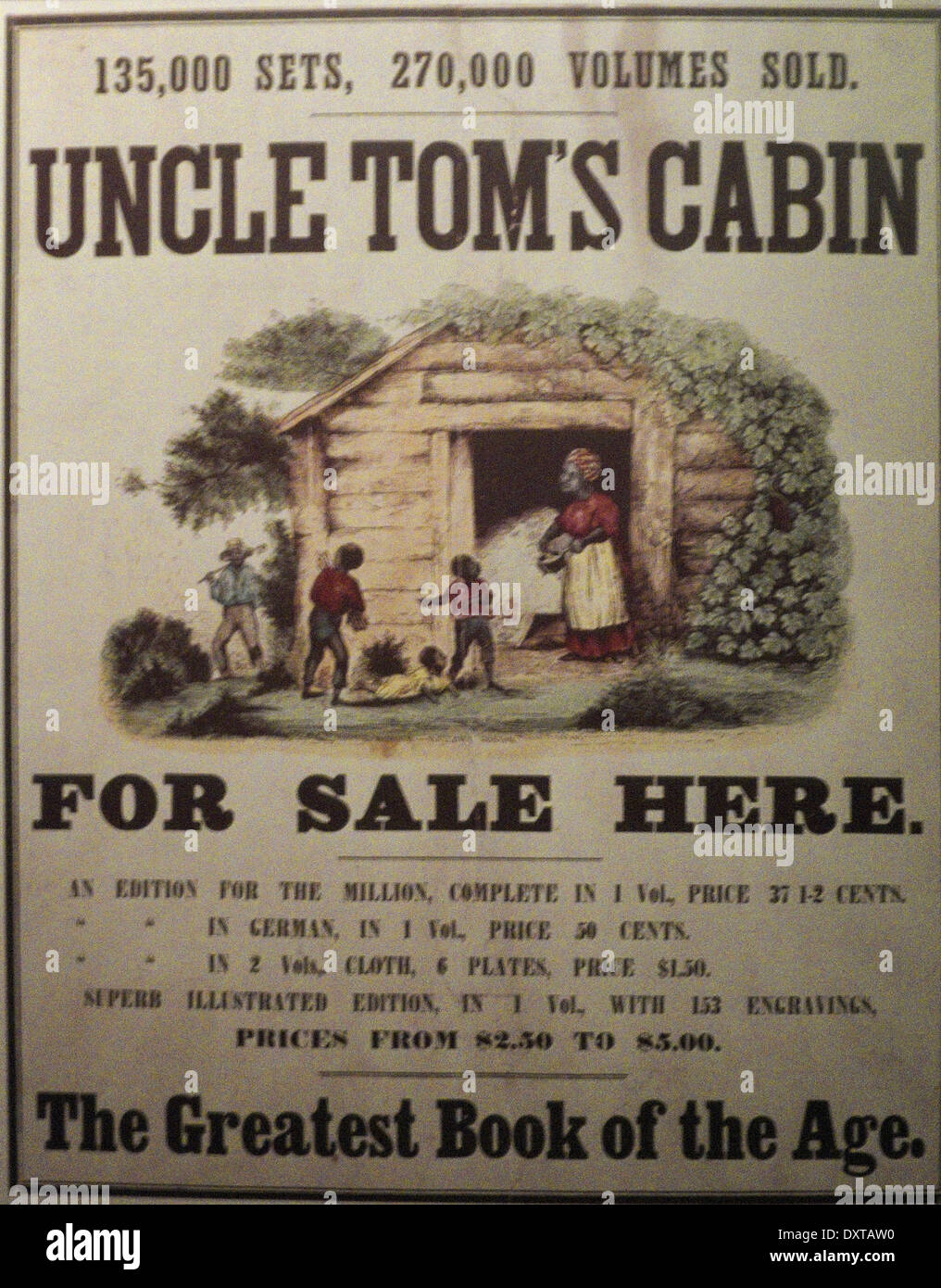 Publicité pour l'Oncle Tom, circa 1855 Banque D'Images