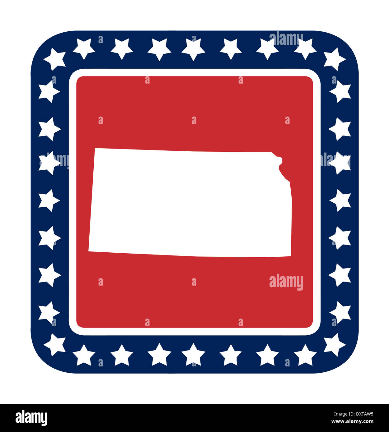 Bouton de l'état du Kansas sur drapeau américain dans télévision web design style, isolé sur fond blanc. Banque D'Images