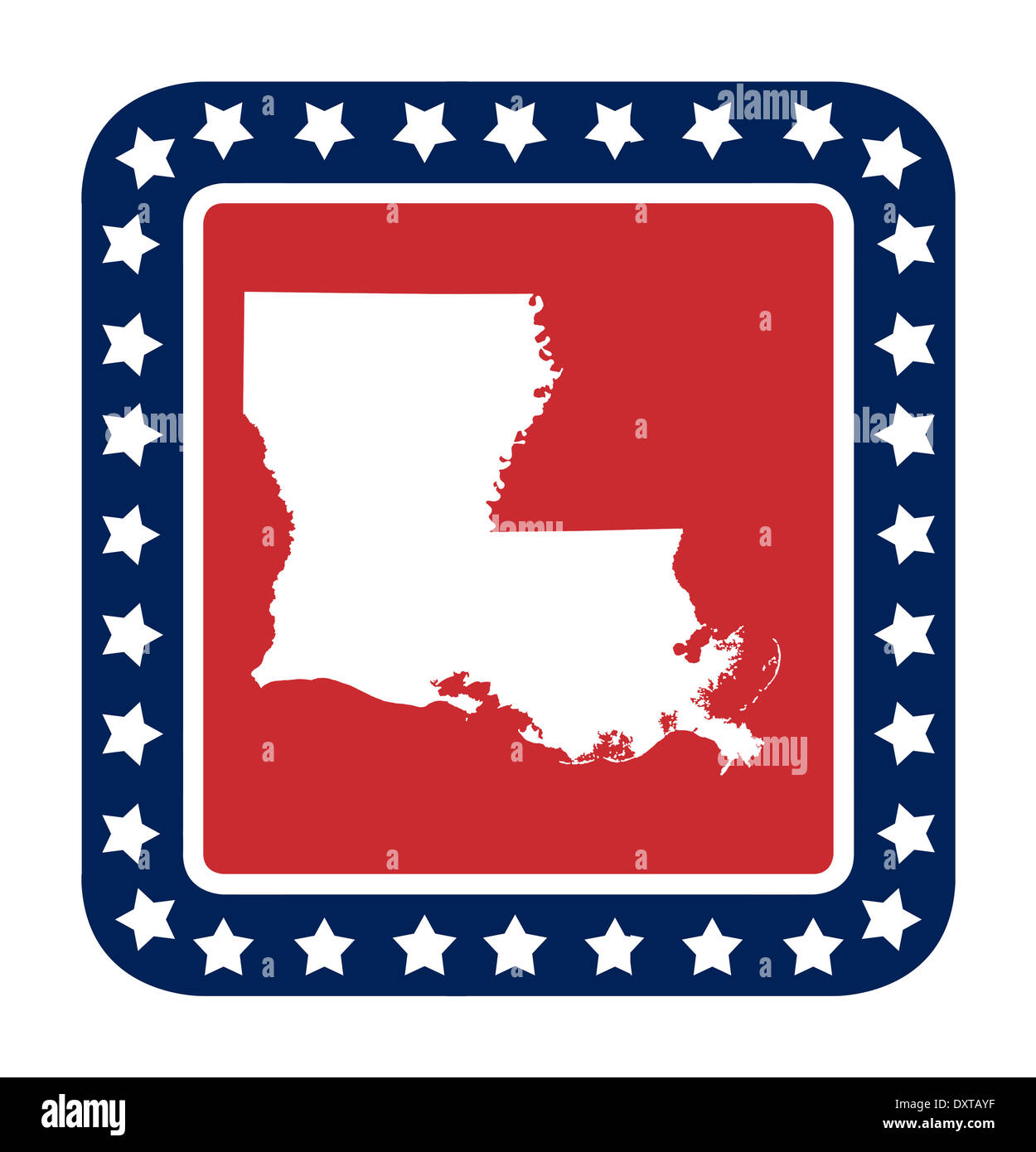 Bouton d'état de la Louisiane sur drapeau américain dans télévision web design style, isolé sur fond blanc. Banque D'Images