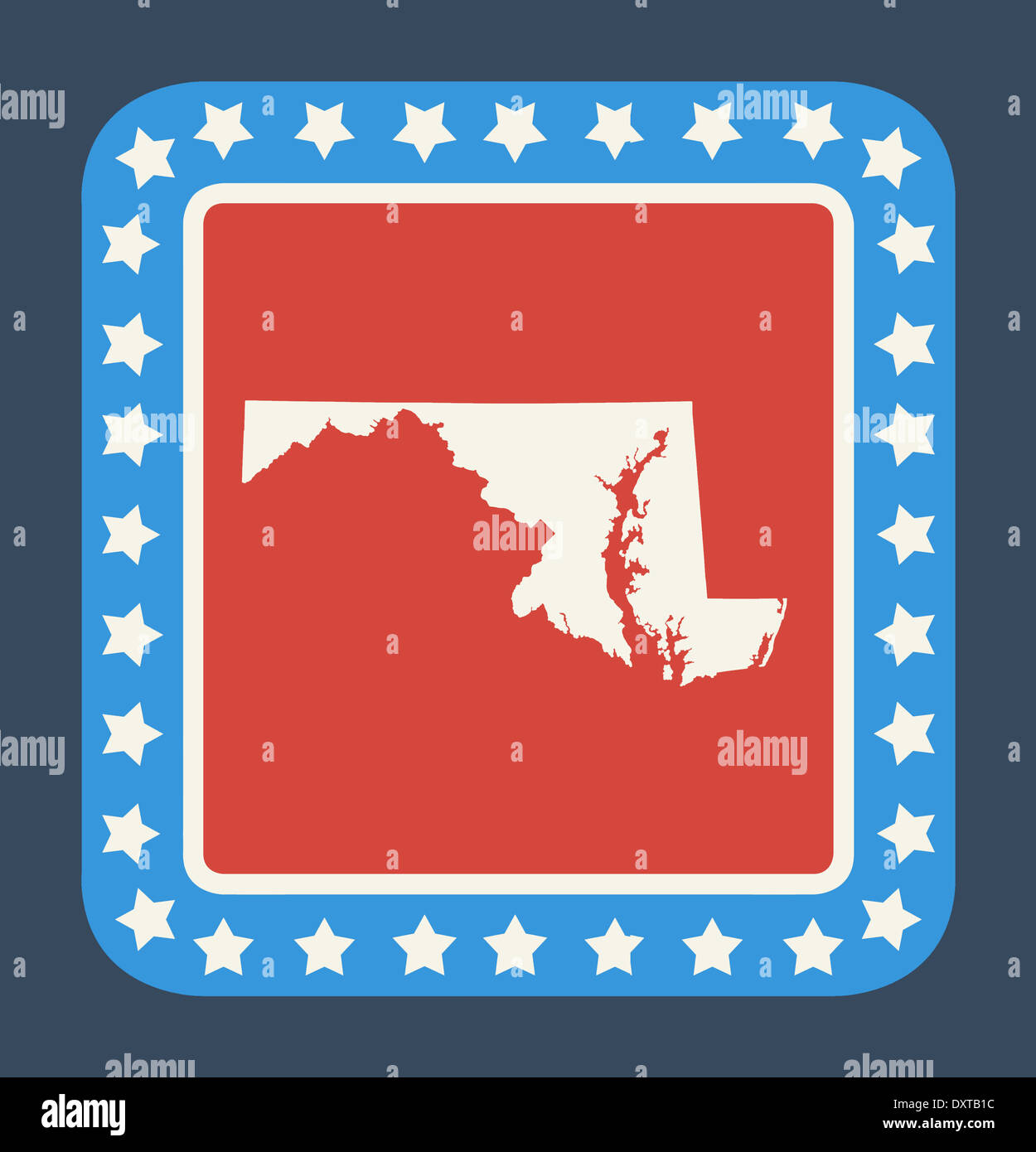 Sur le bouton de l'état du Maryland drapeau américain en télévision web design style, isolé sur fond blanc. Banque D'Images