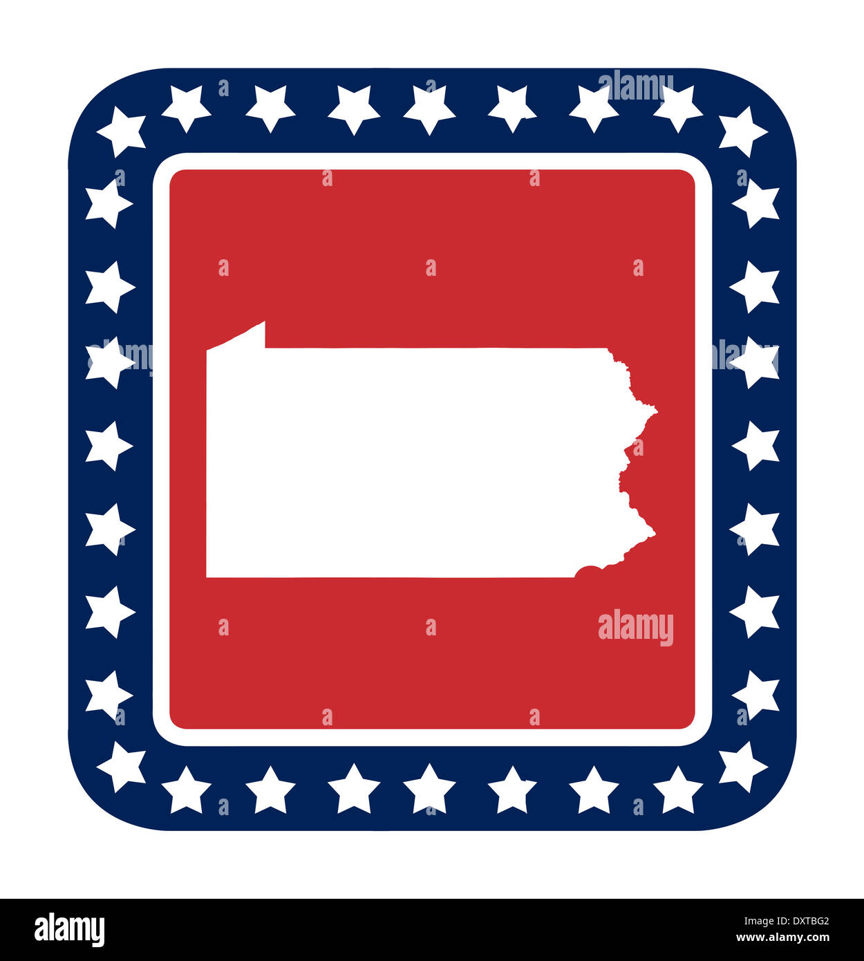 Bouton d'état de Pennsylvanie sur drapeau américain dans télévision web design style, isolé sur fond blanc. Banque D'Images
