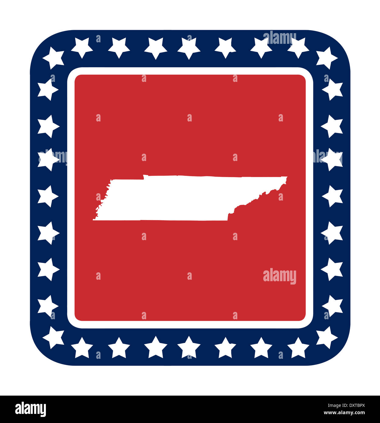 Sur le bouton de l'état du Tennessee drapeau américain en télévision web design style, isolé sur fond blanc. Banque D'Images