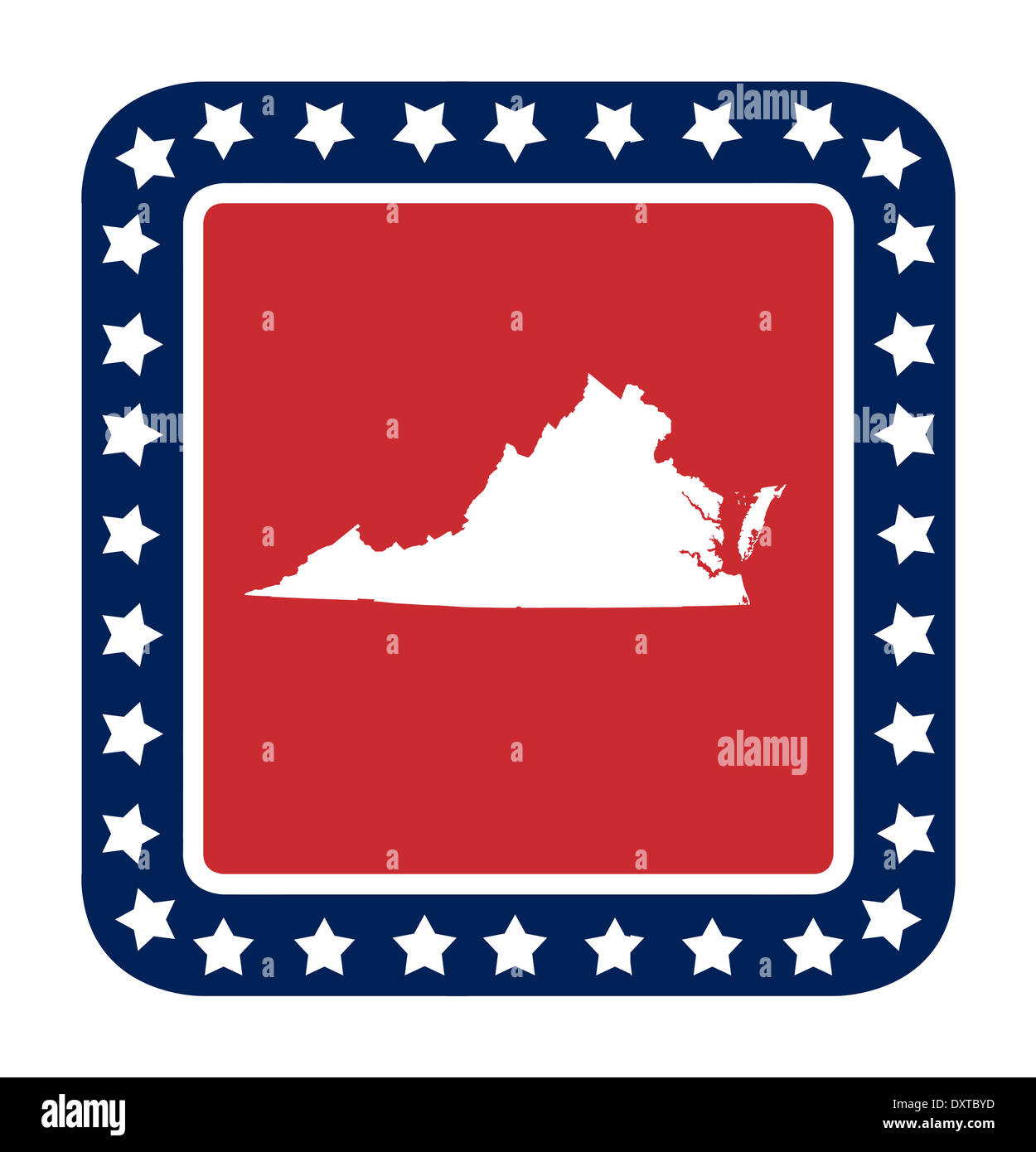 Virginia State bouton sur drapeau américain dans télévision web design style, isolé sur fond blanc. Banque D'Images
