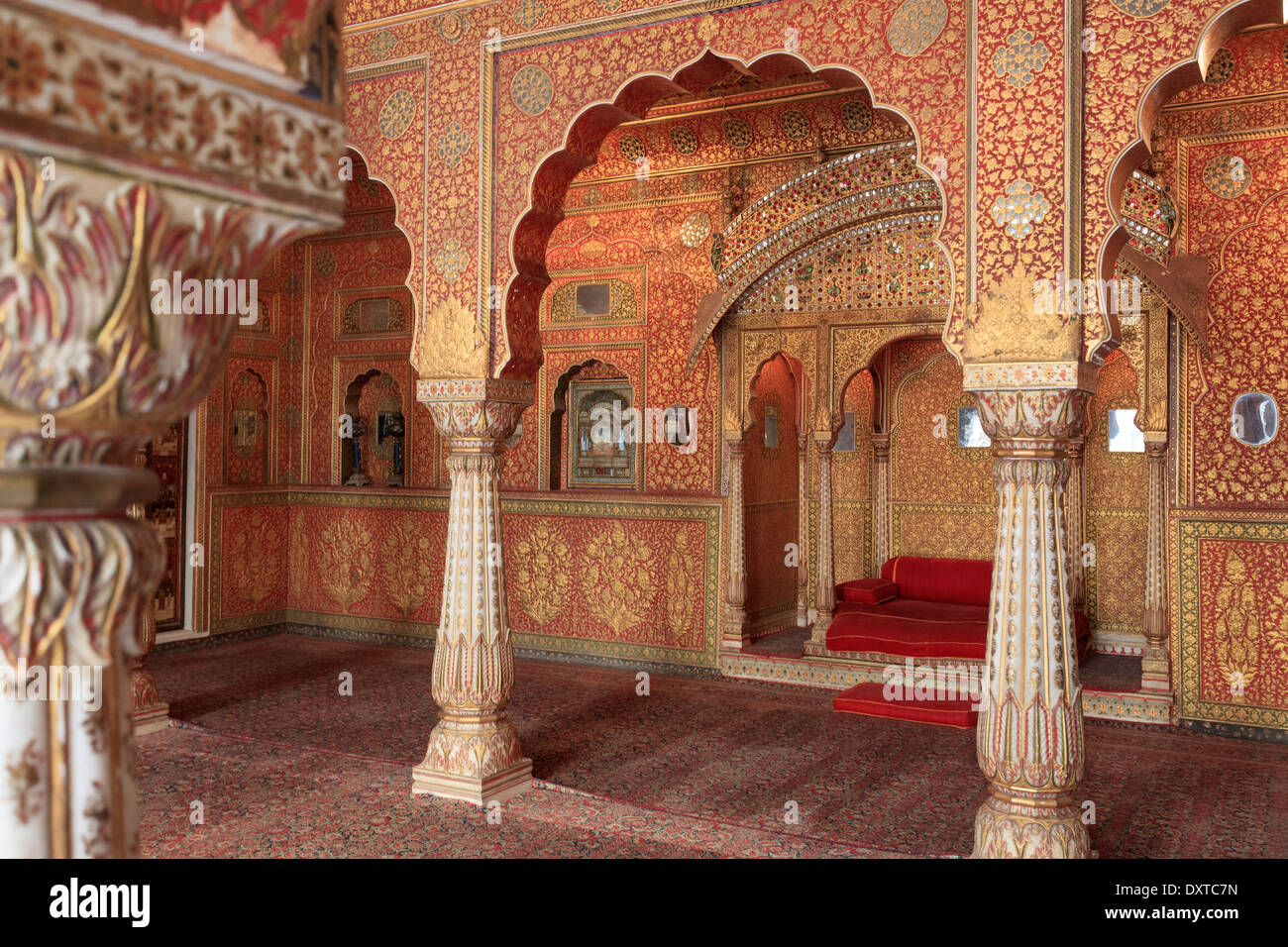 L'Inde, du Rajasthan, Bikaner, Junagahr Fort, Anup Mahal Hall Banque D'Images