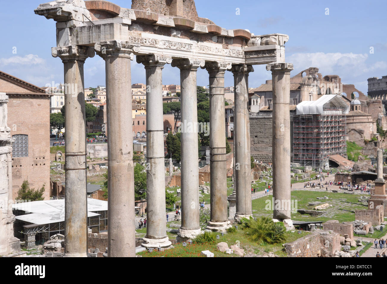 Une vue sur le Forum Romain Banque D'Images