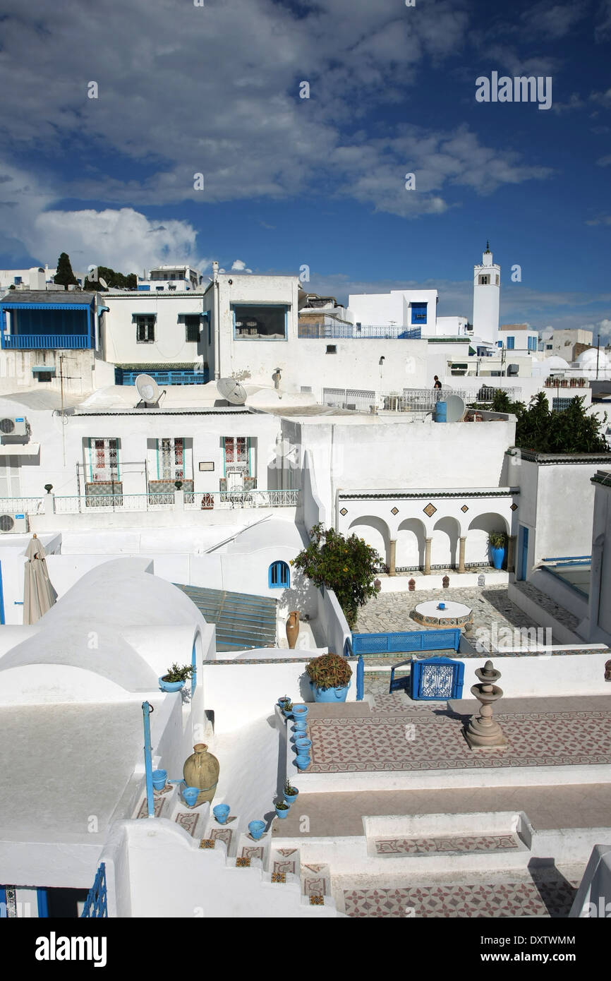 Une vue d'El Annabi house, une résidence typique de Sidi Bou Said. Banque D'Images