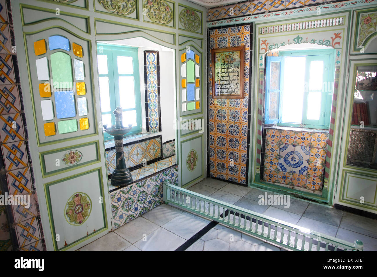 L'intérieur d'une maison typique à Sidi Bou Said,Tunisie. Banque D'Images