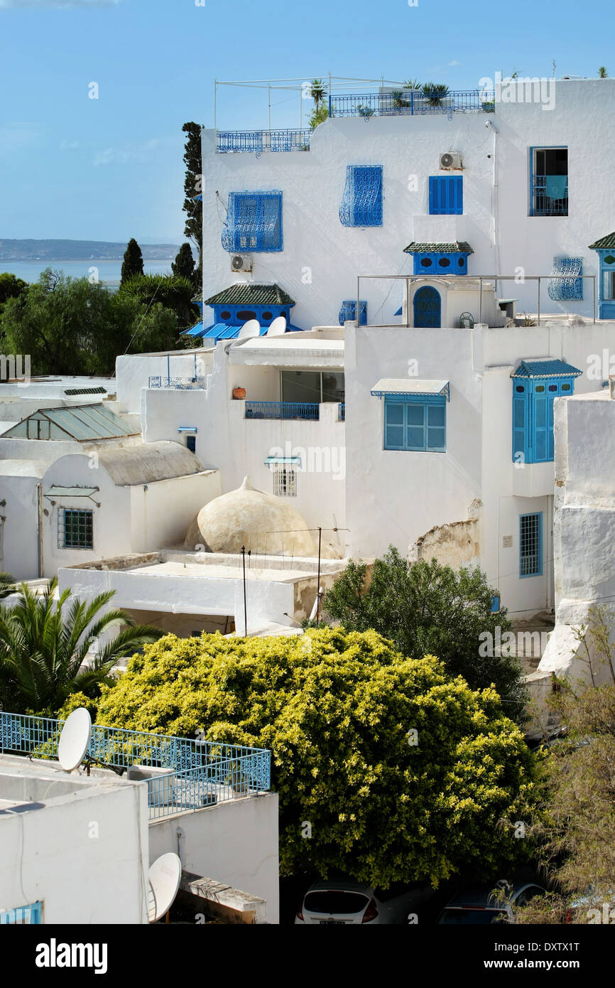Maisons de Sidi Bou Saïd, Tunisie. Banque D'Images
