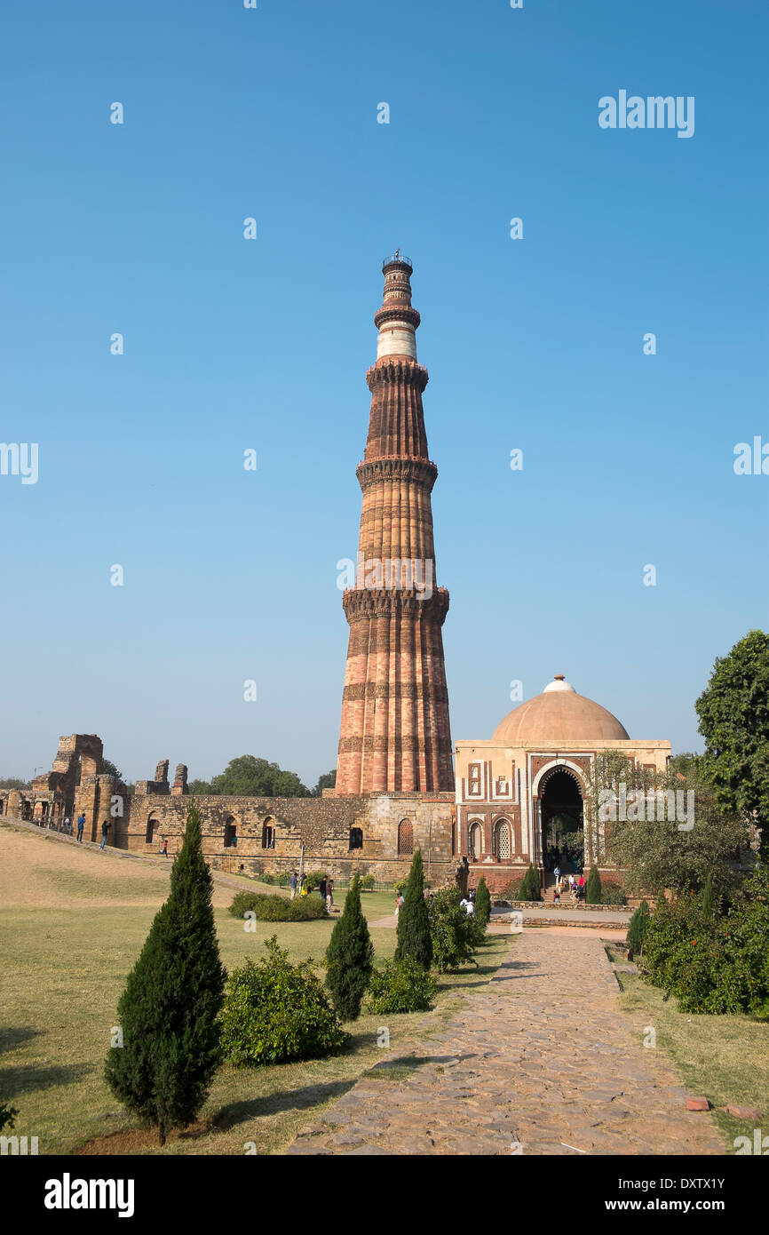 L'Inde, Uttar Pradesh, New Delhi, Qutab Minar Banque D'Images