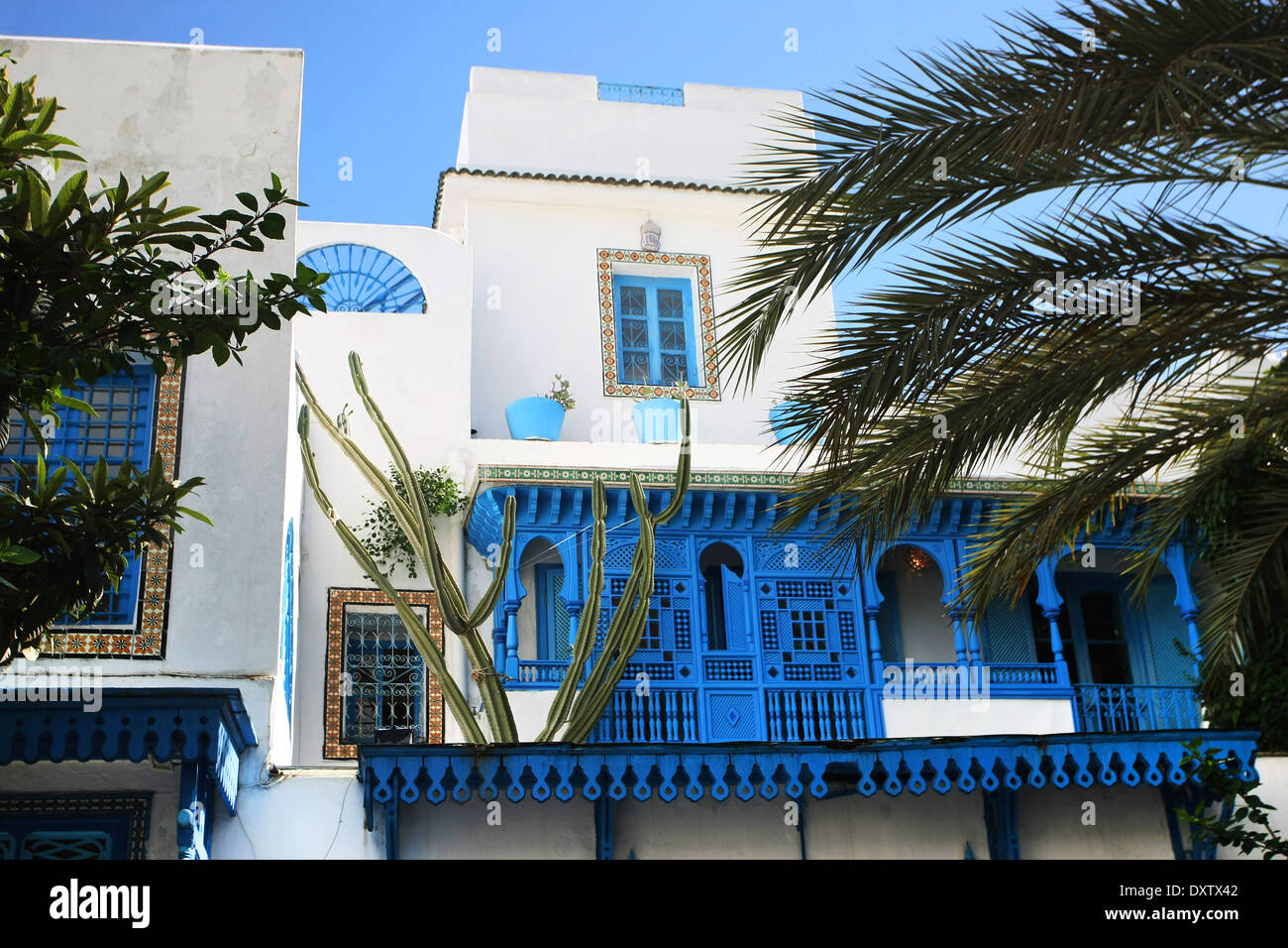 Une maison typique de Sidi Bou Said,Tunisie. Banque D'Images