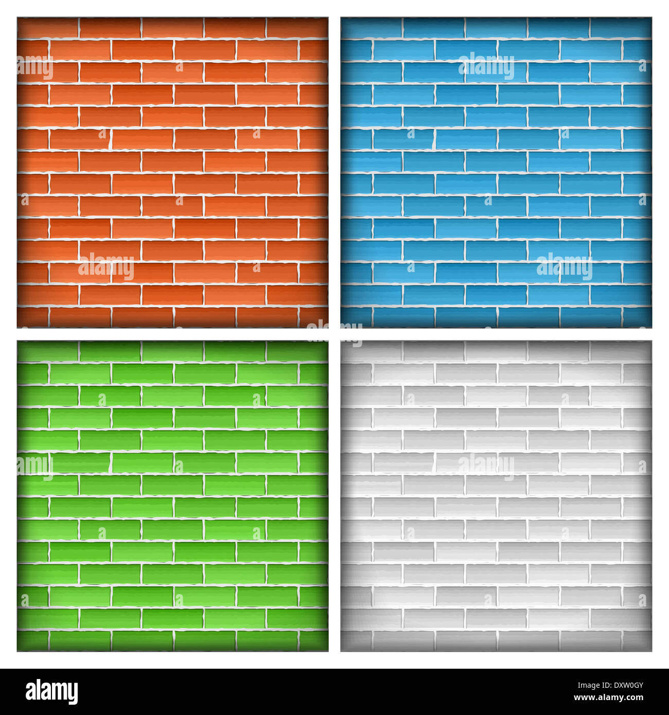 Vieux mur de briques, quatre couleurs différentes Banque D'Images