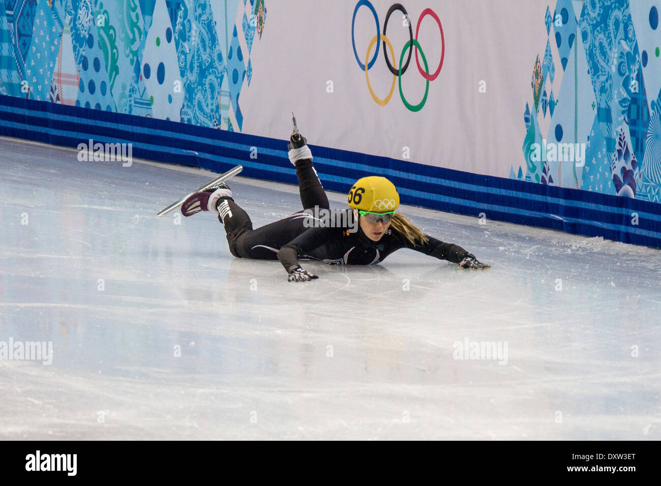 Les chauffages de courte piste 500m aux Jeux Olympiques d'hiver de Sotchi en 2014, Banque D'Images