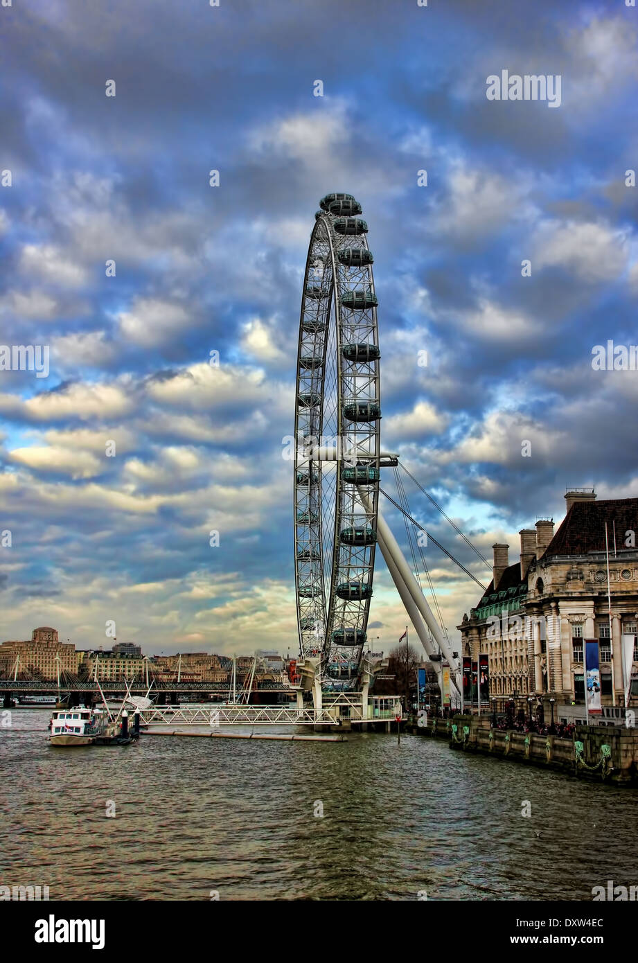 London Eye et la rivière Thames à London City Banque D'Images