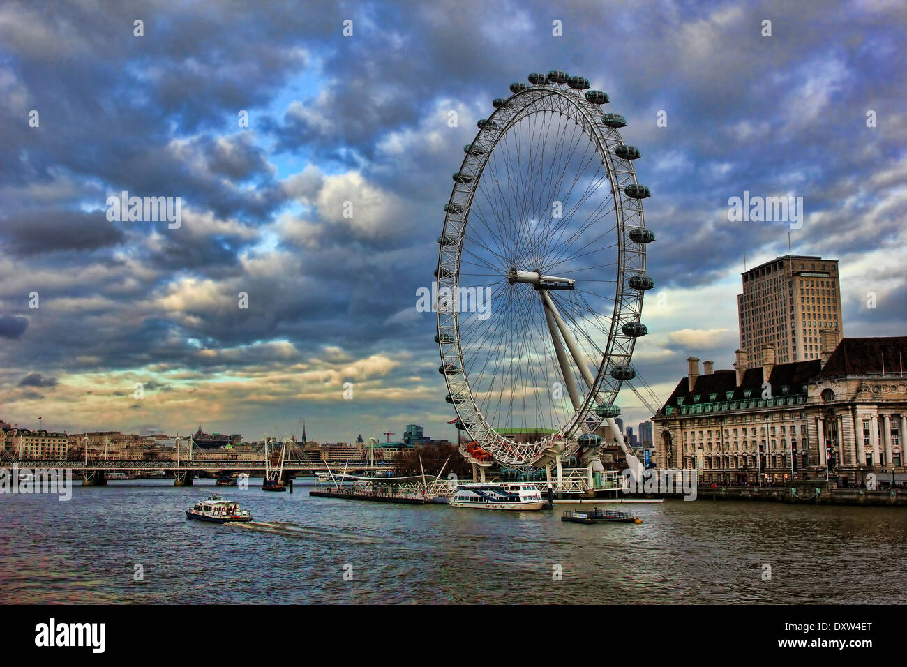 London Eye river Banque D'Images