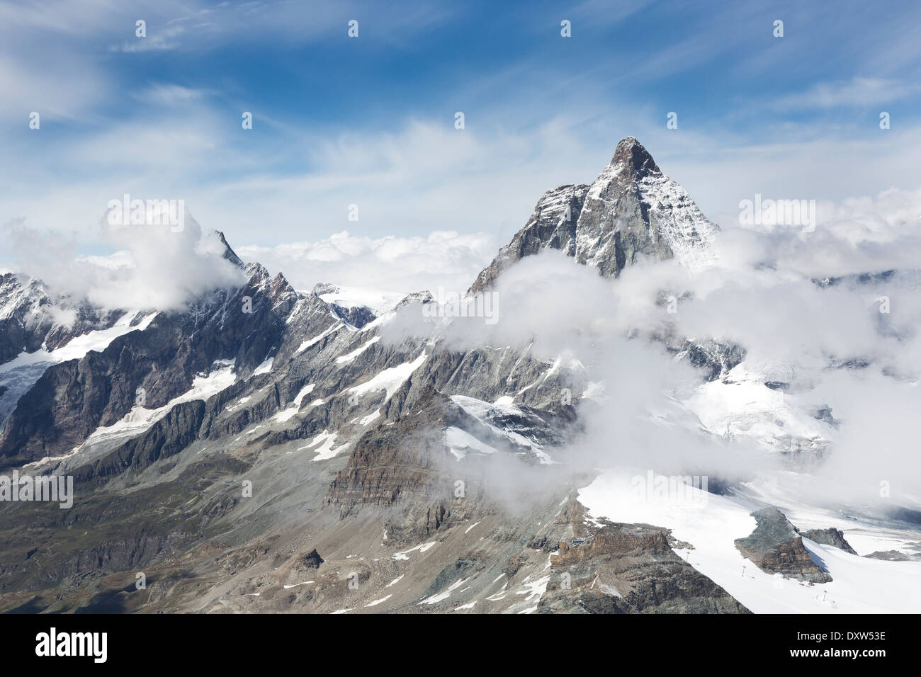 Matterhorn Glacier Paradise Peak vu de, au-dessus de la ville de Zermatt, Suisse Banque D'Images