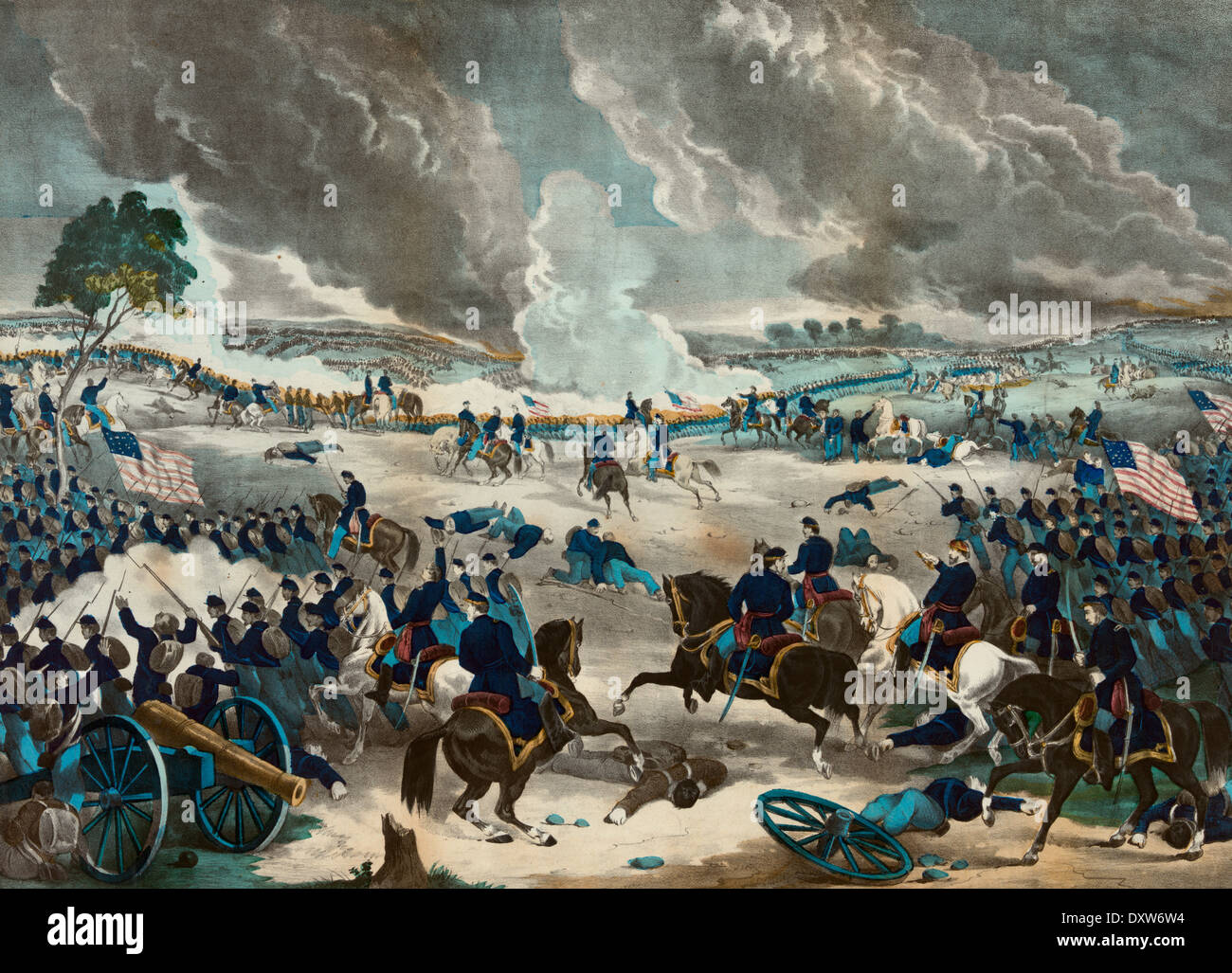 La bataille de Gettysburg - faire progresser les troupes de l'Union de la droite au cours de combats lors de la bataille de Gettysburg, Juillet 1863 Banque D'Images