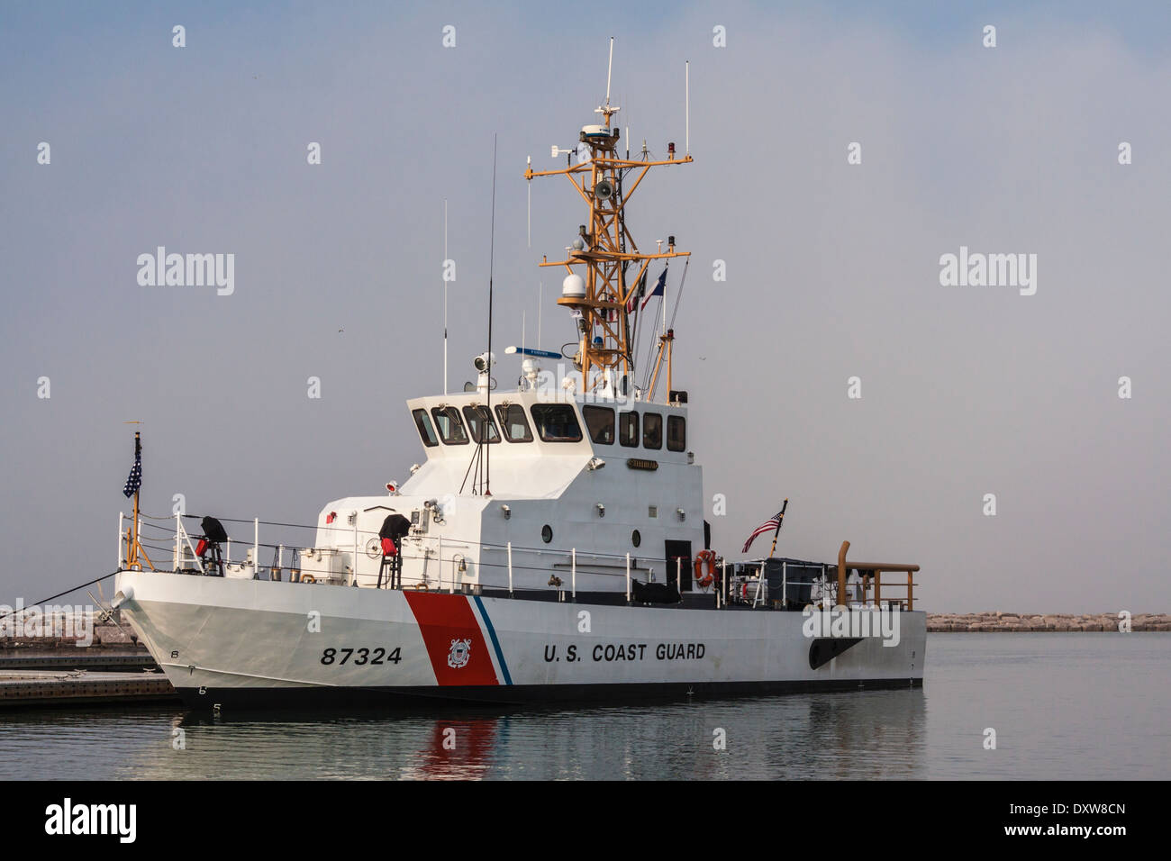 Navire de la Garde côtière canadienne dans la région de port de Port Aransas, Texas. Banque D'Images