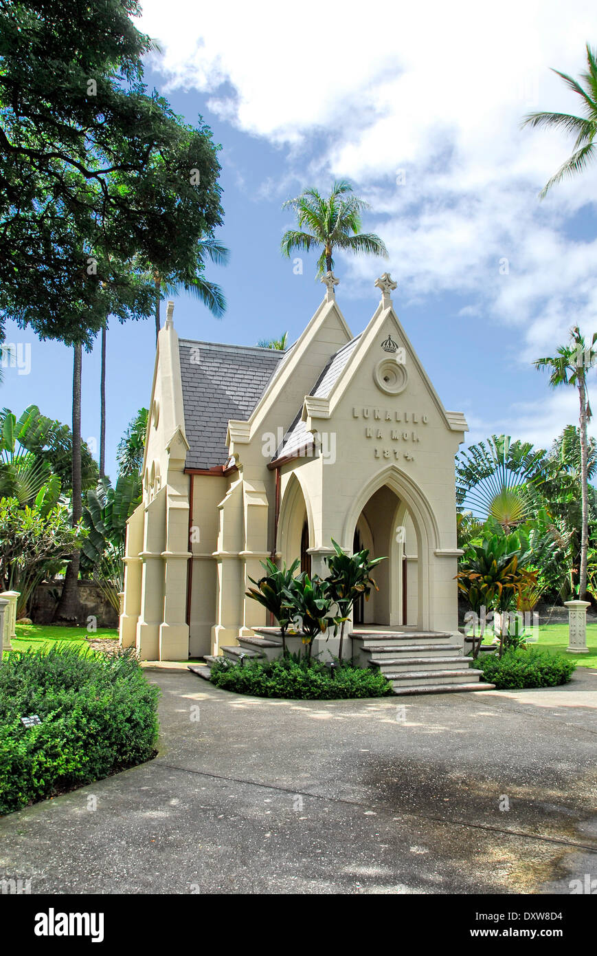 Le Mausaleum Lunalilo Ka moi dans l'Église Kawaiahao l - L'église de pierre à Honolulu, l'île d'Oahu, dans l'état de New York Banque D'Images