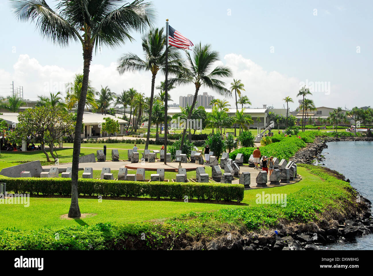 Les comprimés de sous-mariniers Memorial perdu pendant la Seconde Guerre mondiale, à Pearl Harbour National Park dans Oahu, dans l'état de New York Banque D'Images