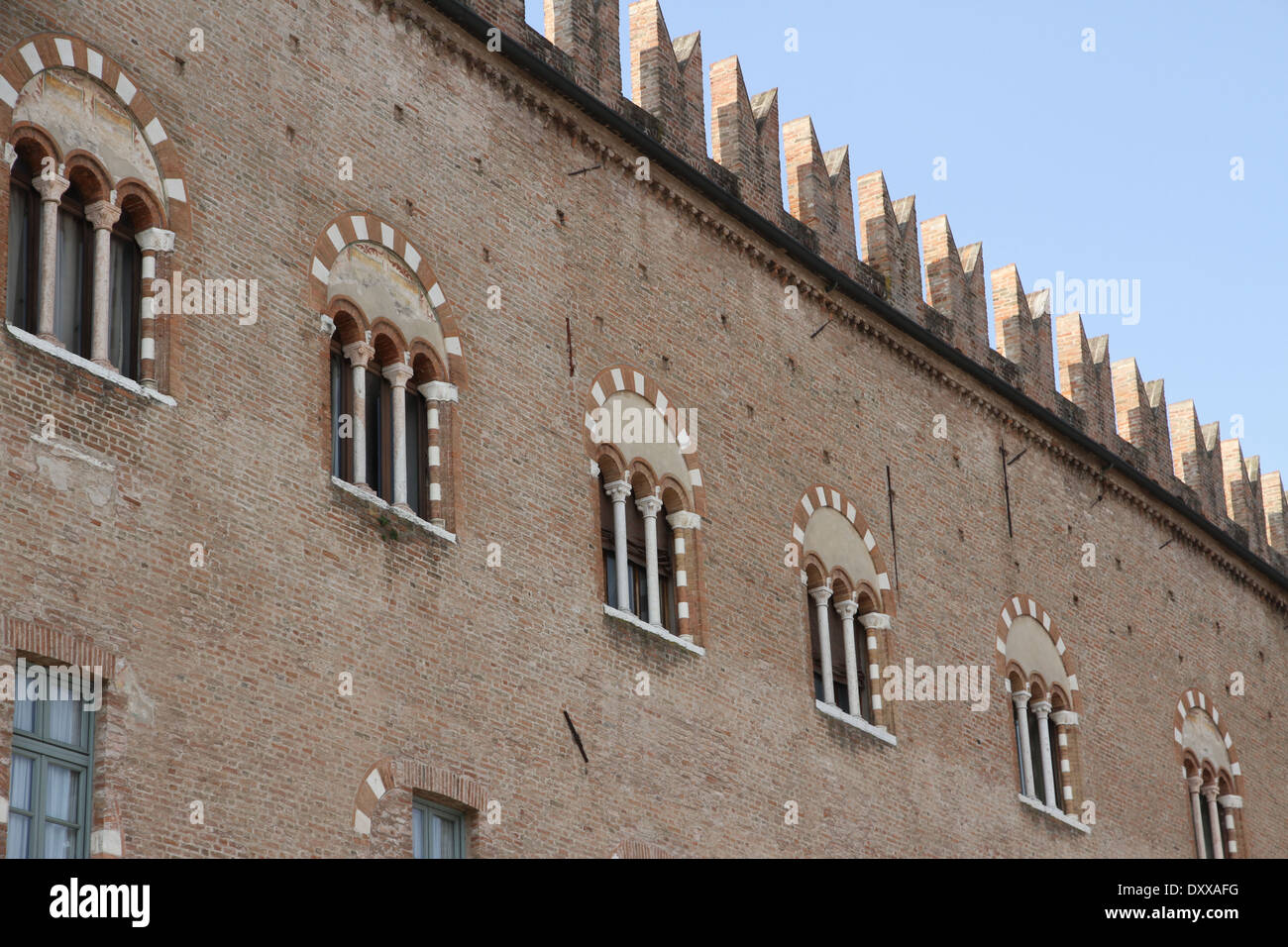 Protocoles d'centre-ville médiéval Palace à Mantoue avec briques de parement Banque D'Images