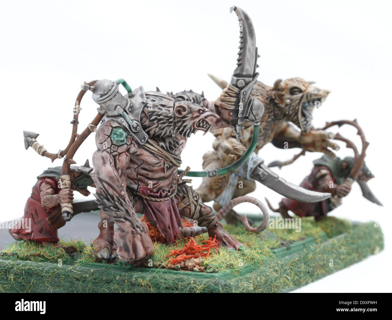 Rat Ogre Skaven clan Moulder  + Packmasters peint par photographe Banque D'Images