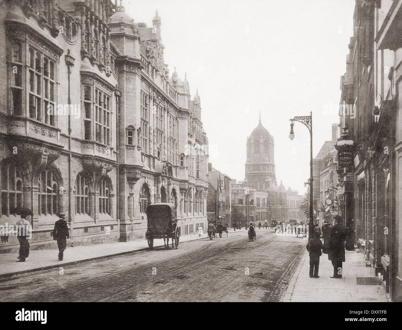 Carfax Tower et du gaz d'éclairage de rue, Oxford, England, UK vers 1890 Banque D'Images
