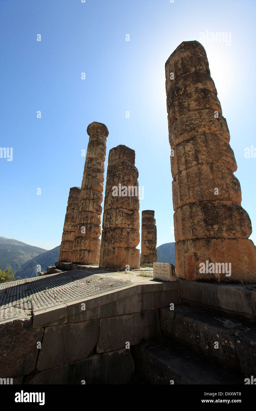 Fokida Grèce Mont Parnasse Delphes le temple d'apollon Banque D'Images
