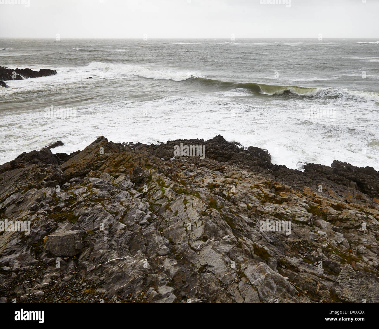 Plage d'orage à Swansea au Pays de Galles du Sud Banque D'Images