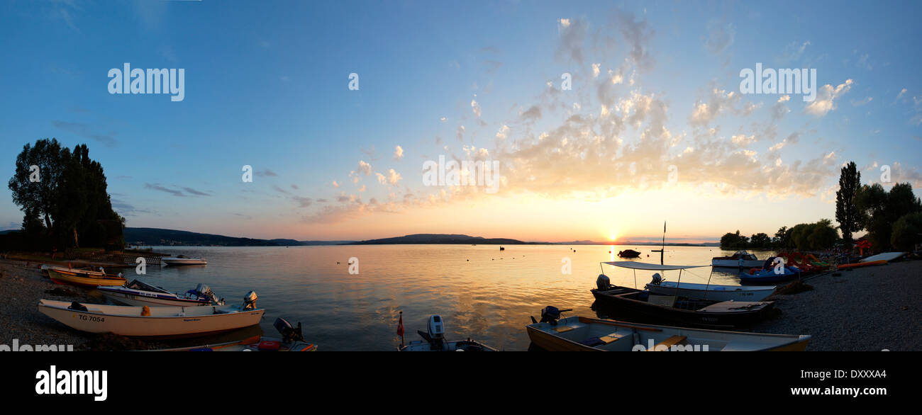 Allemagne, Lac de Constance, Reichenau l'Islande, Coucher de soleil, Deutschland, Bodensee, l'île de Reichenau, Sonnenuntergang Banque D'Images