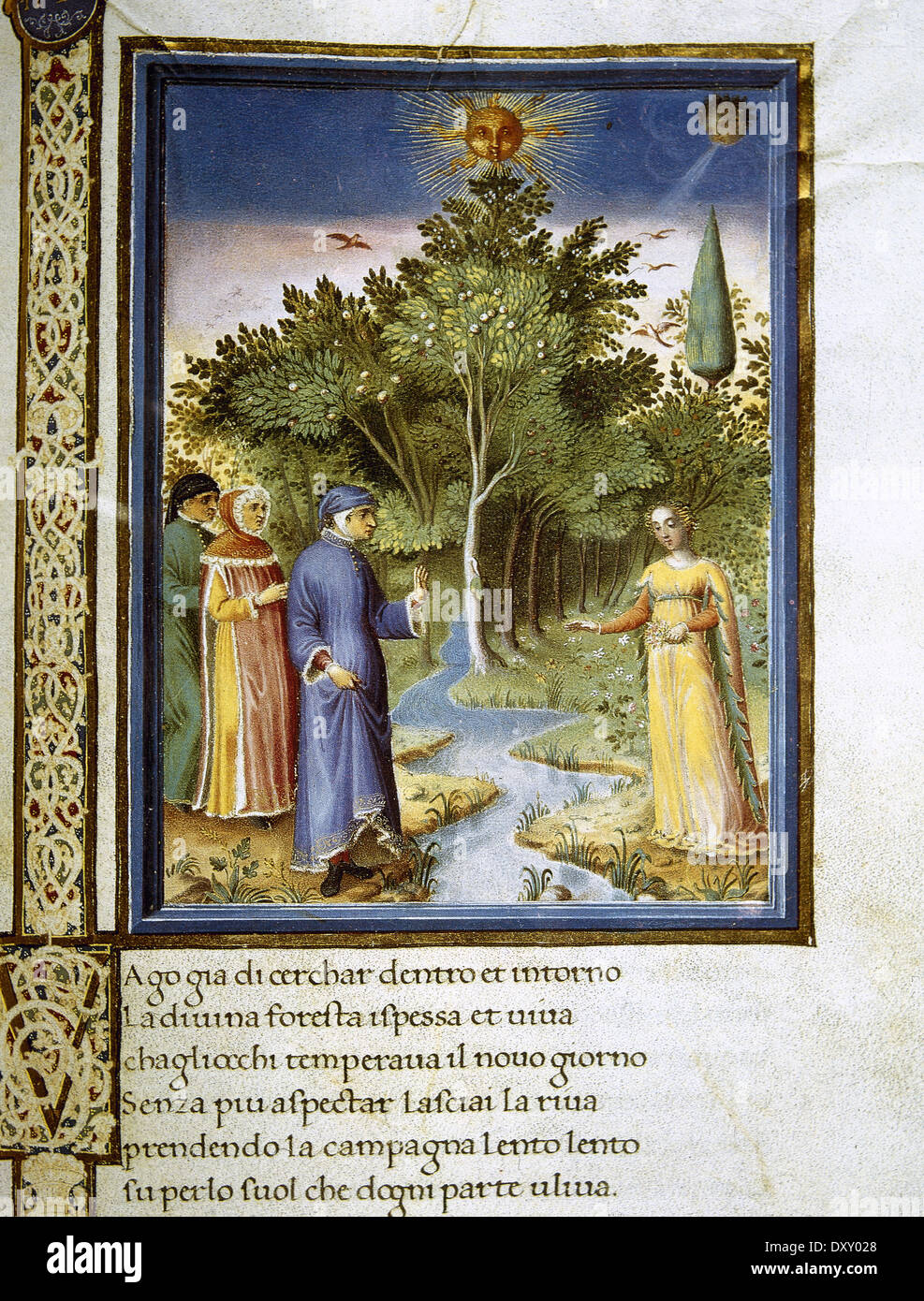 La Divine Comédie de Dante Alighieri (1265-1321). Dante et Virgile miniature représentant au purgatoire. Folio 177 r. 1480-1482. Banque D'Images