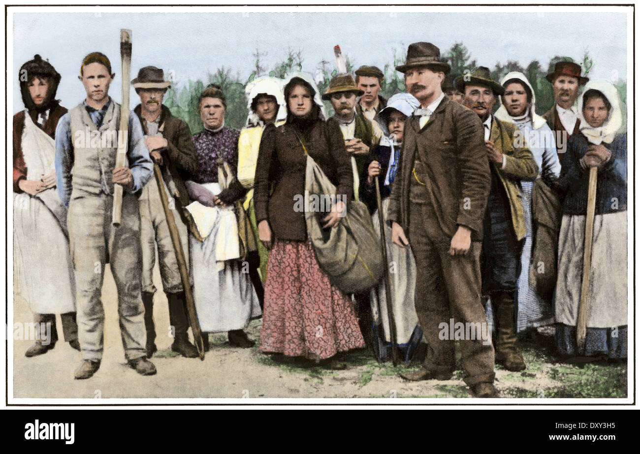 Groupe de Piney Woods typique gens dans le New Jersey, vers 1900. La main, d'une photographie de demi-teinte Banque D'Images