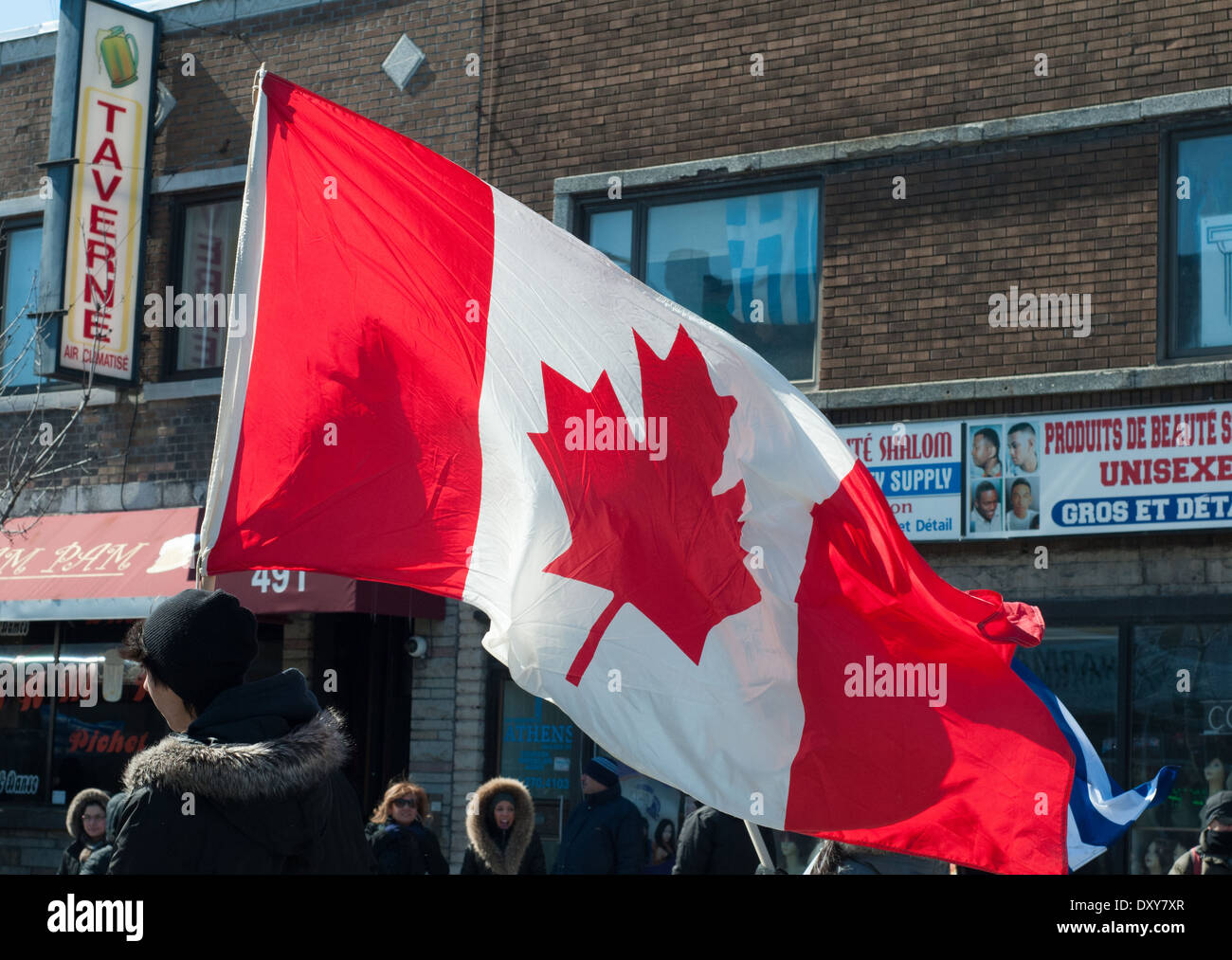 Défilé annuel à Montréal pour commémorer le jour de l'indépendance de la Grèce dans la région de Park Extension zone multiculturelle Banque D'Images