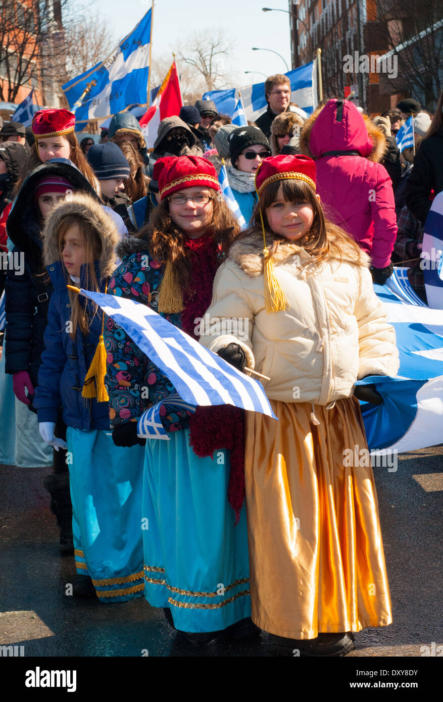 Défilé annuel à Montréal pour commémorer le jour de l'indépendance de la Grèce dans la région de Park Extension zone multiculturelle Banque D'Images