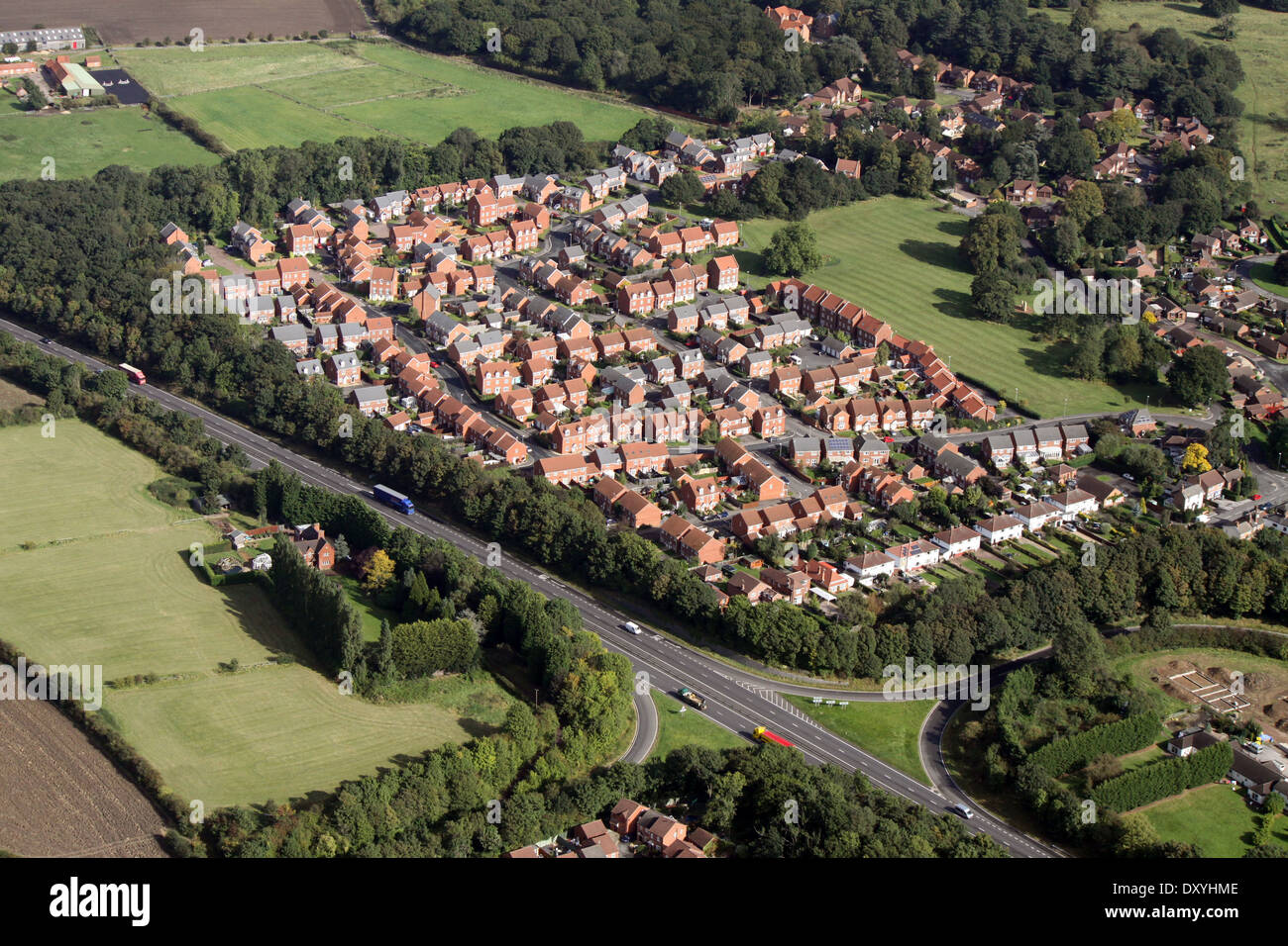 Vue aérienne de l'immobilier moderne en Angleterre, Royaume-Uni Banque D'Images