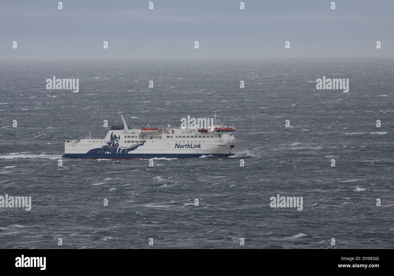 Ferry northlink mv hamnavoe Pentland Firth de passage à Orkney ecosse mars 2014 Banque D'Images