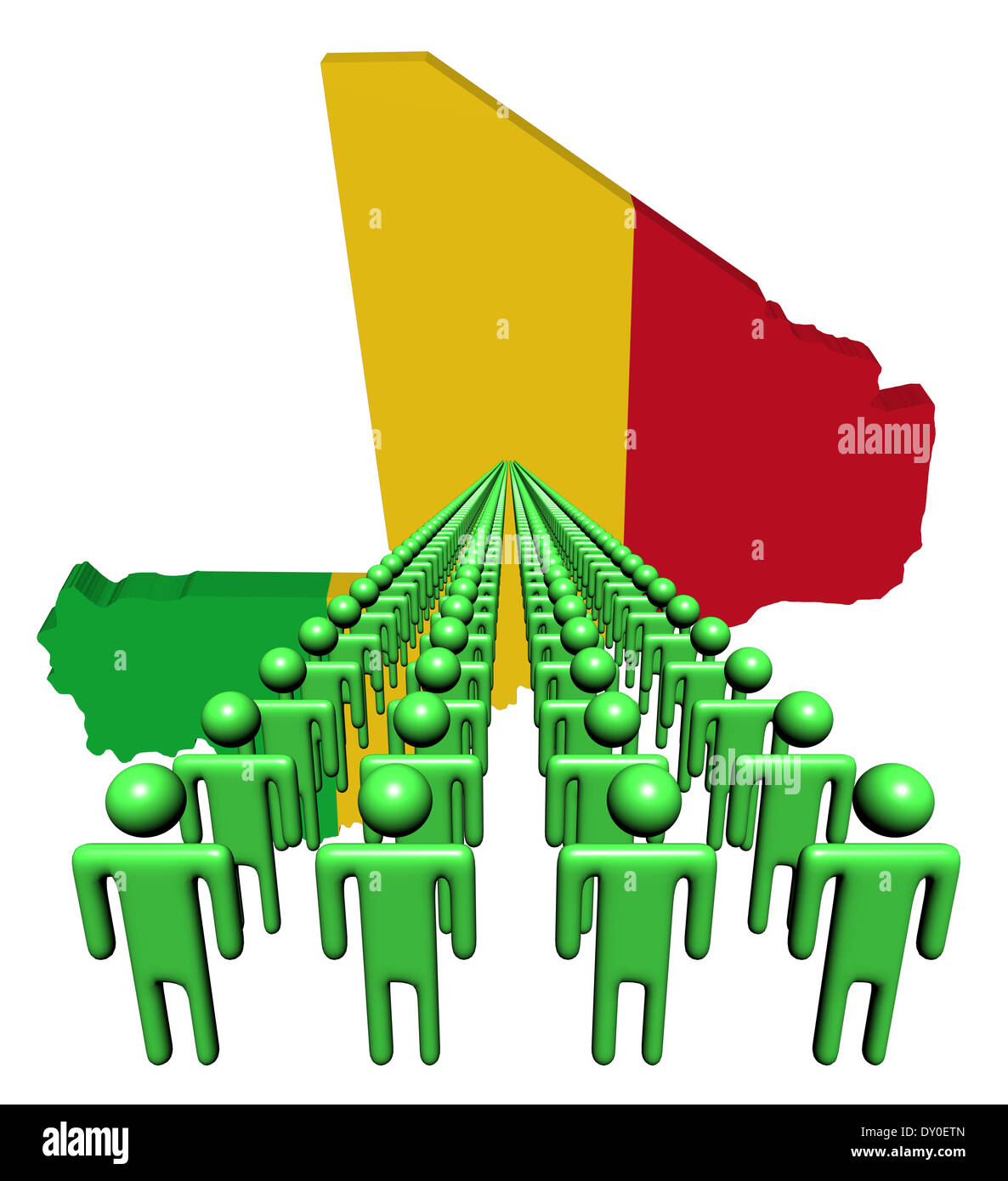Lignes de gens avec le Mali carte drapeau illustration Banque D'Images