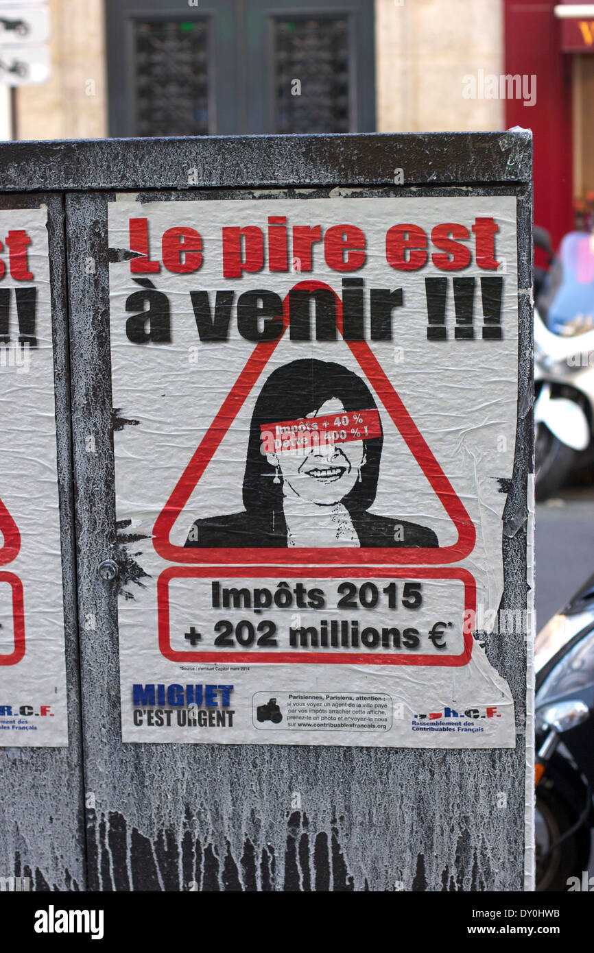 Le pire est à venir - le pire est encore à venir. Avertissement de l'affiche de problèmes économiques en France Banque D'Images