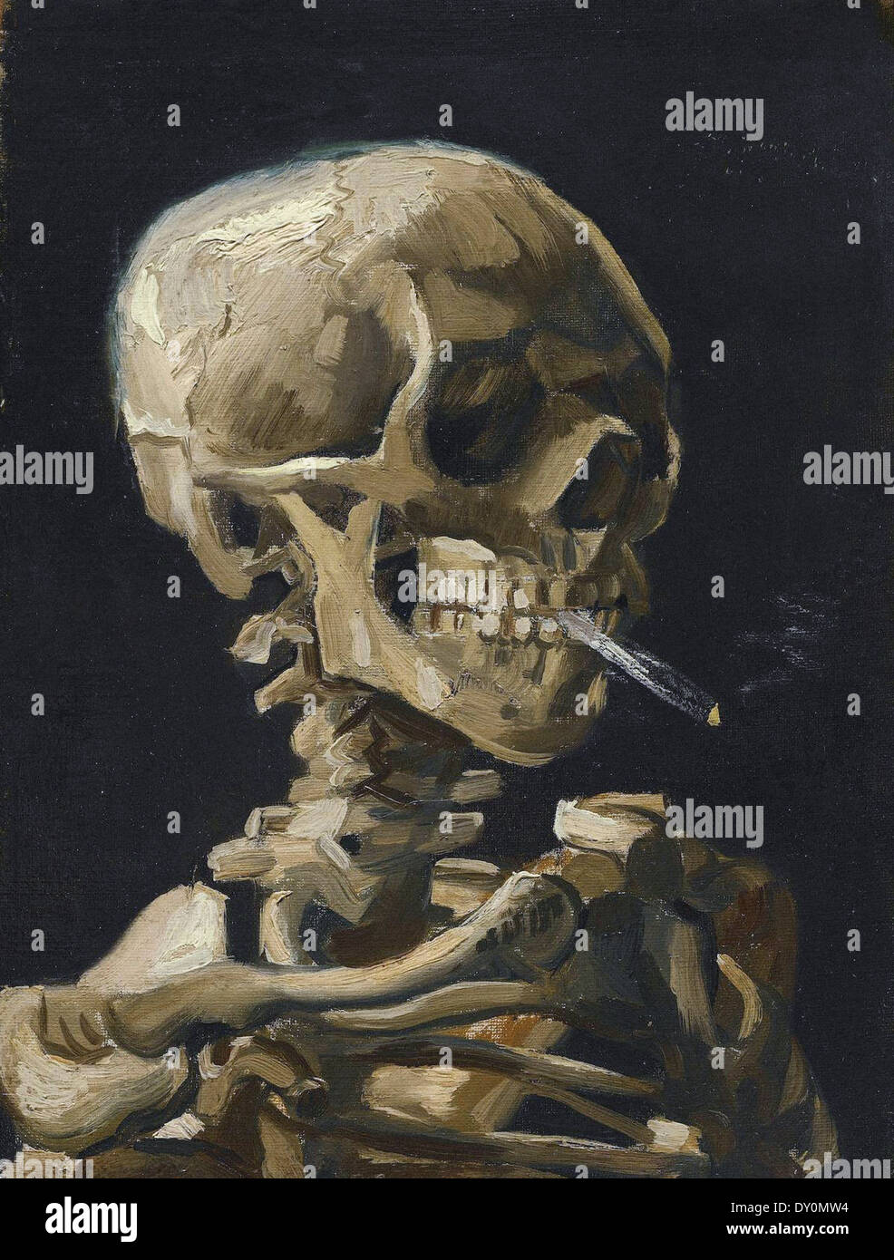 Vincent Van Gogh crâne d'un squelette avec la cigarette Banque D'Images